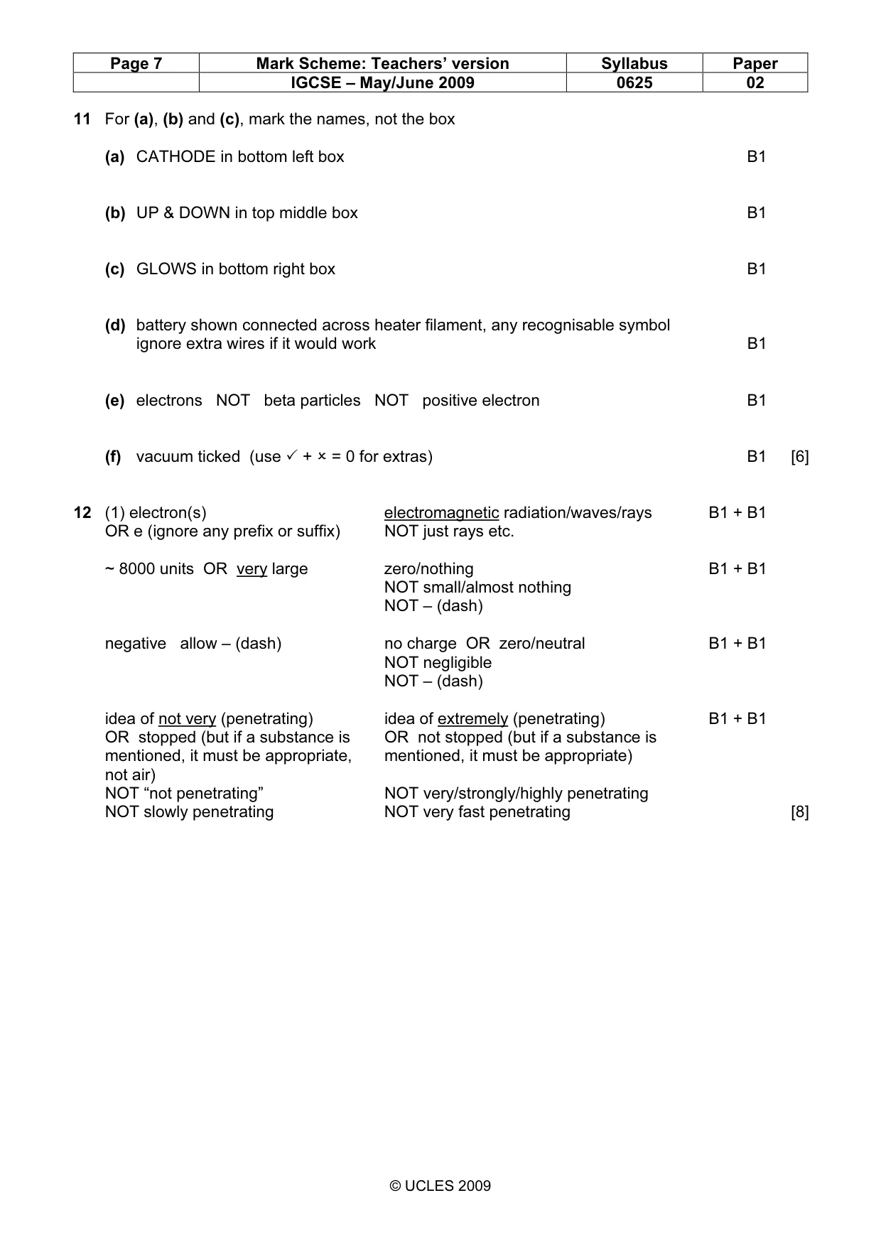 Mark scheme, page 7 of 7