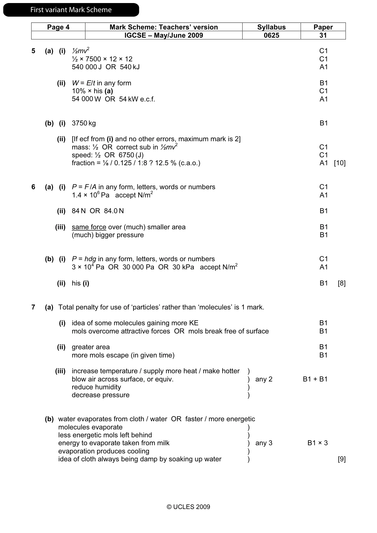 Mark scheme, page 5 of 13