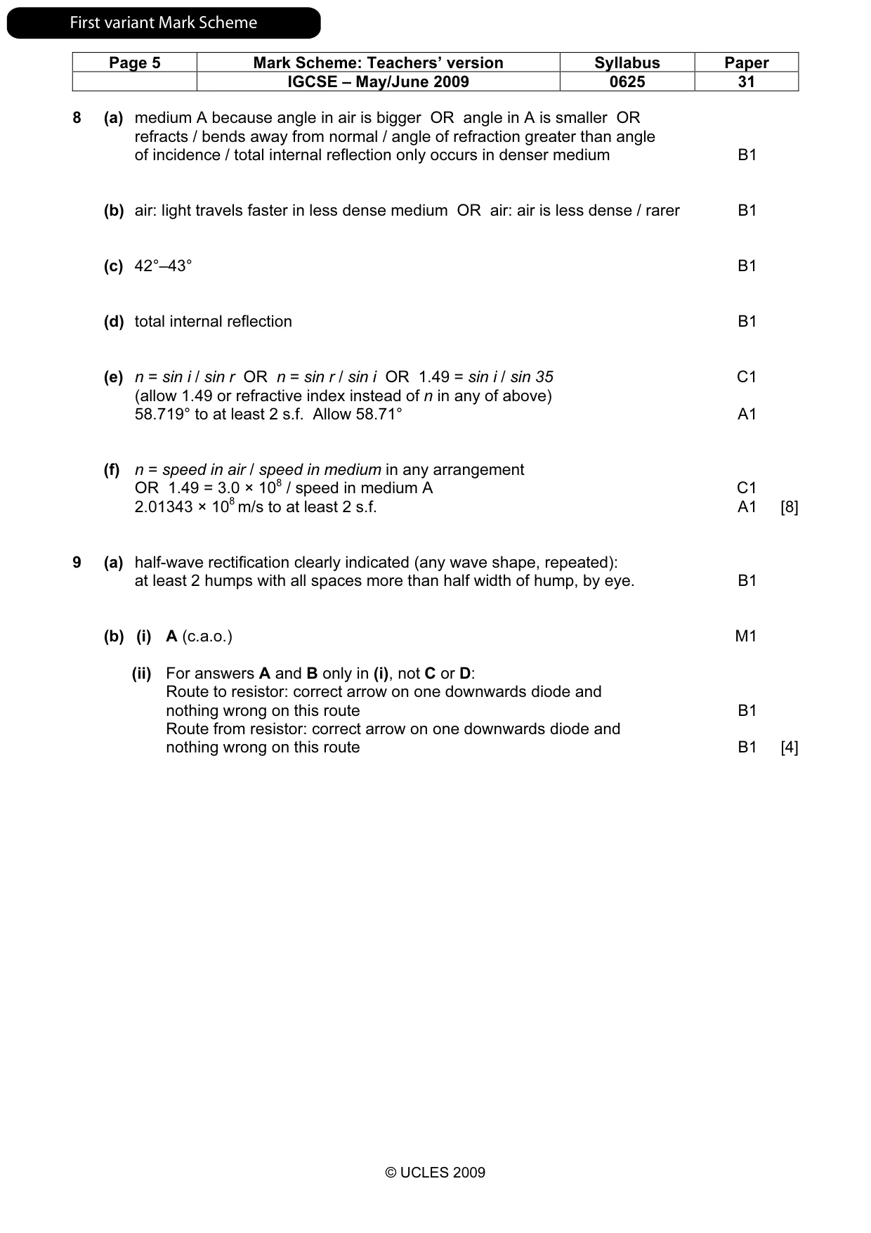Mark scheme, page 6 of 13