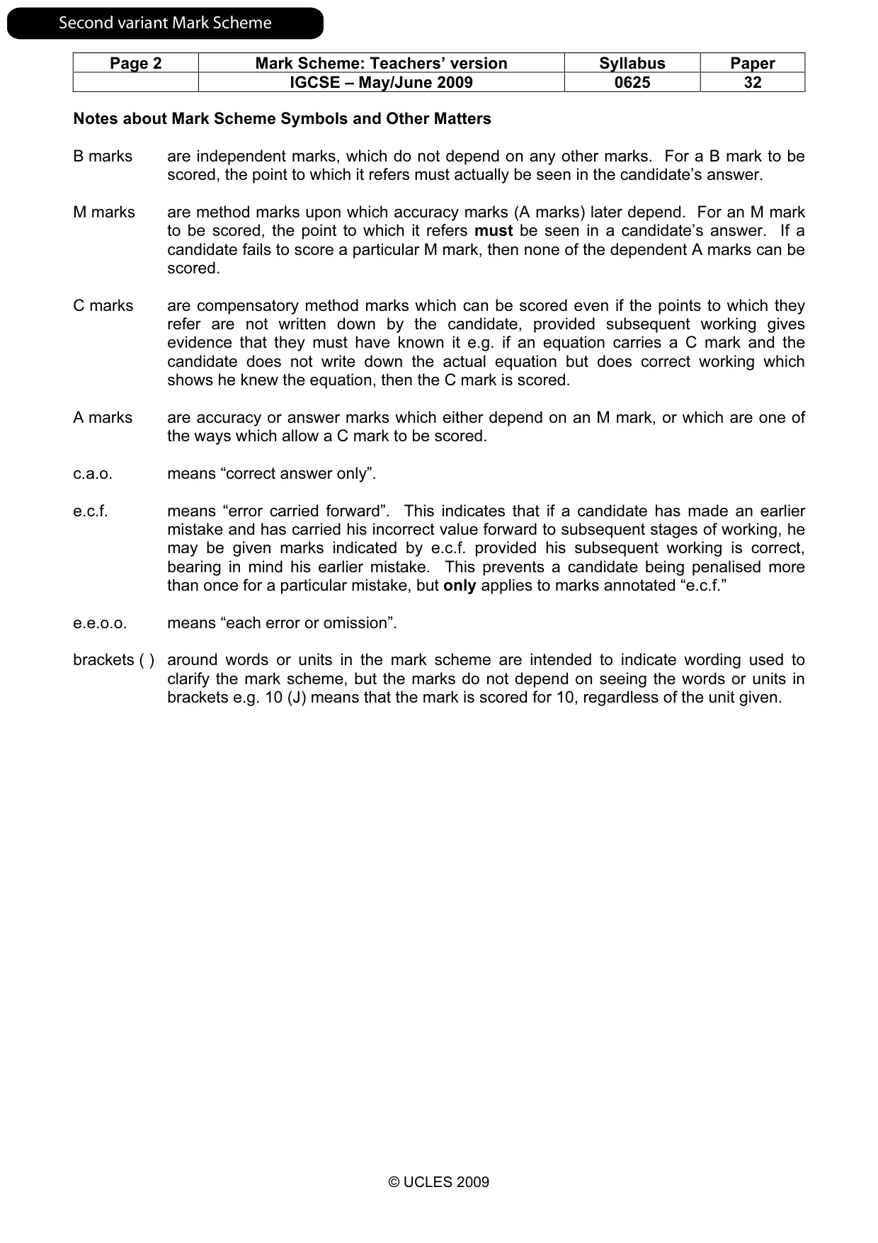 Mark scheme, page 9 of 13