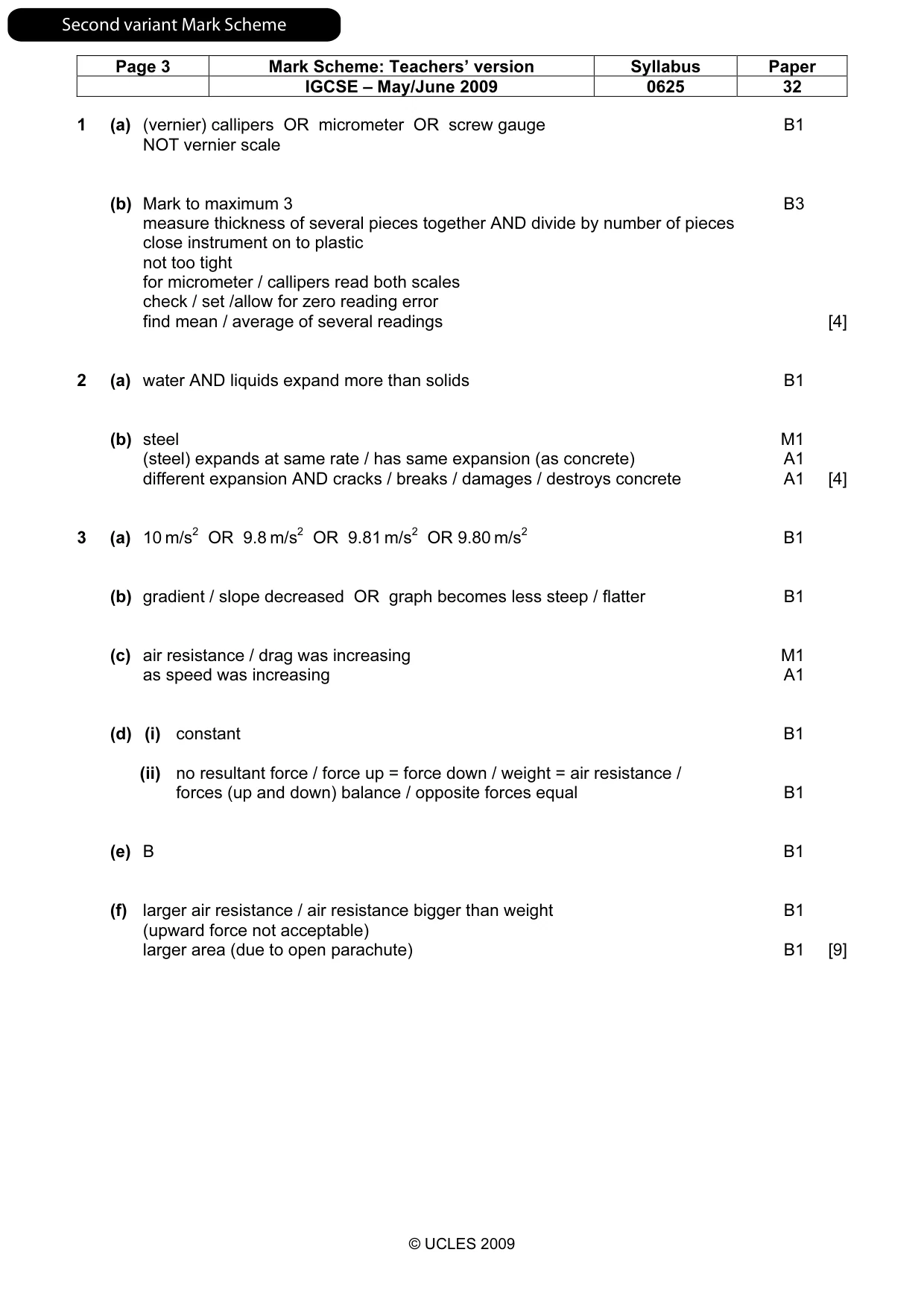 Mark scheme, page 10 of 13