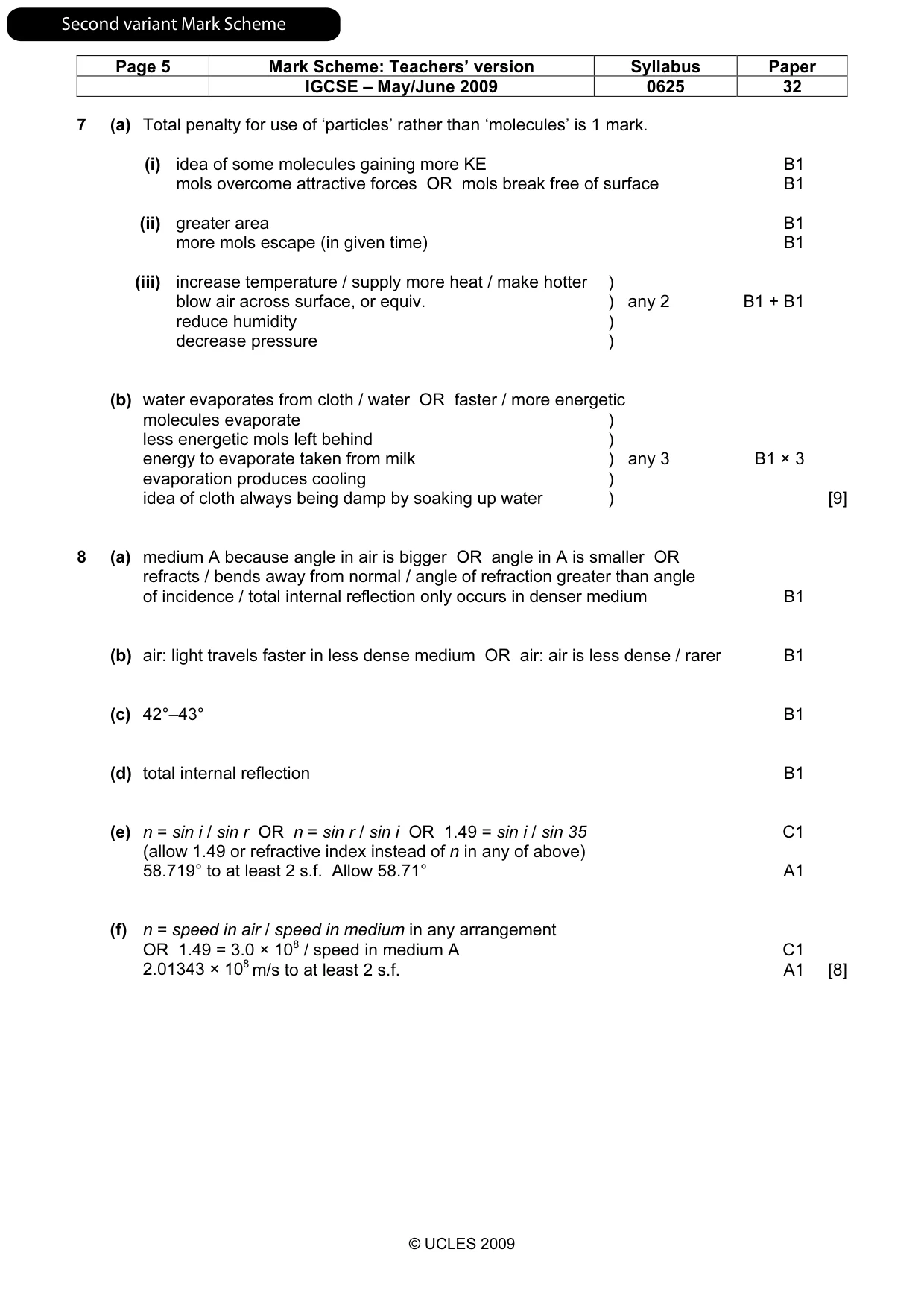 Mark scheme, page 12 of 13