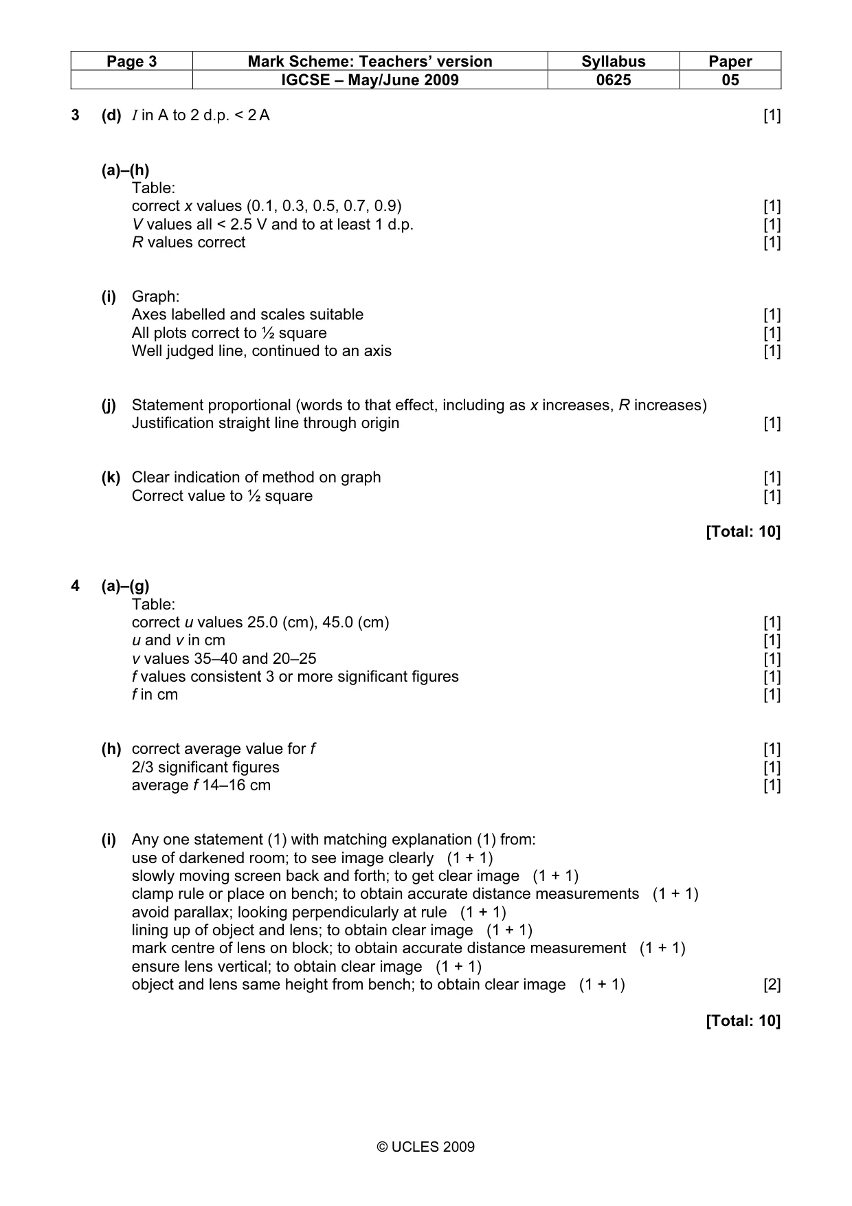 Mark scheme, page 3 of 3