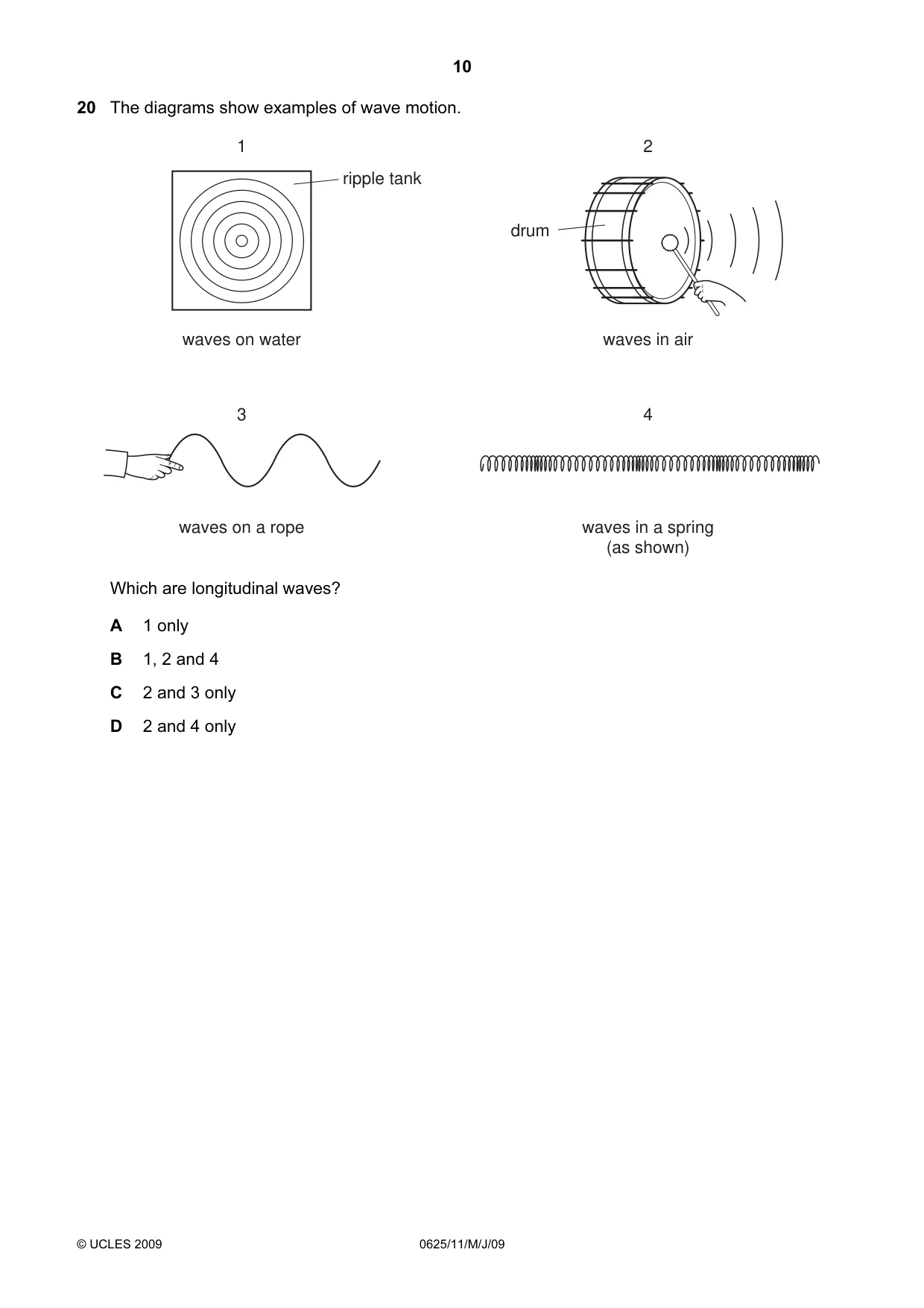 Cambridge IGCSE Physics 0625 2009 May/June Paper 1 · Variant 1 question paper, page 11 of 41