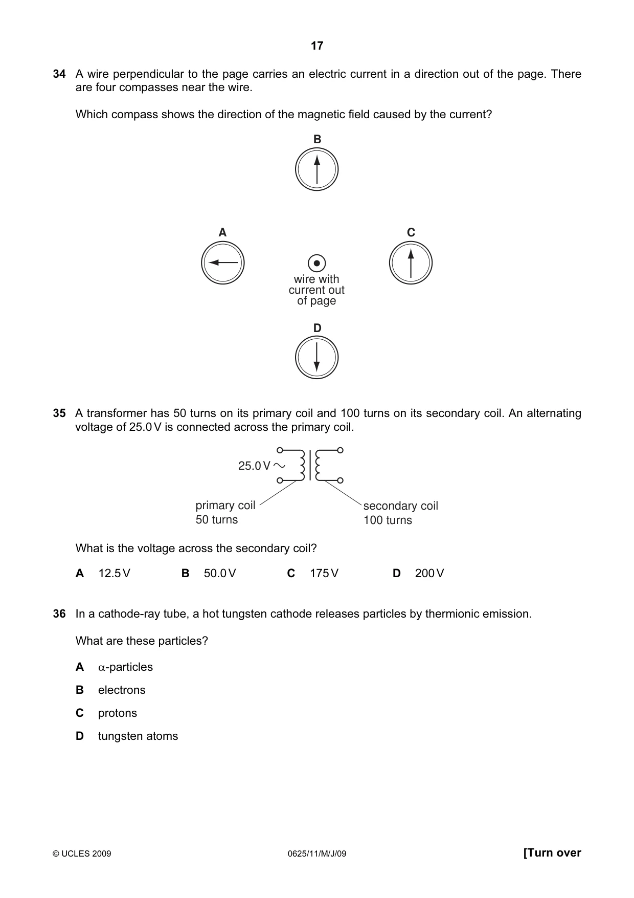Cambridge IGCSE Physics 0625 2009 May/June Paper 1 · Variant 1 question paper, page 18 of 41