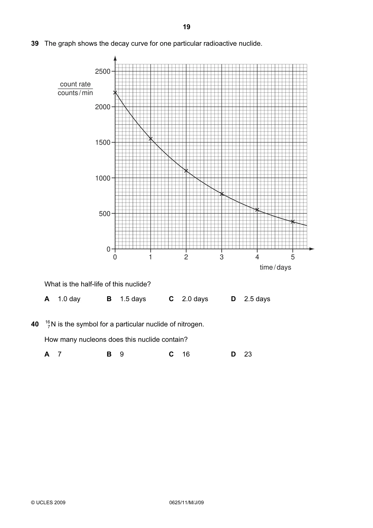 Cambridge IGCSE Physics 0625 2009 May/June Paper 1 · Variant 1 question paper, page 20 of 41