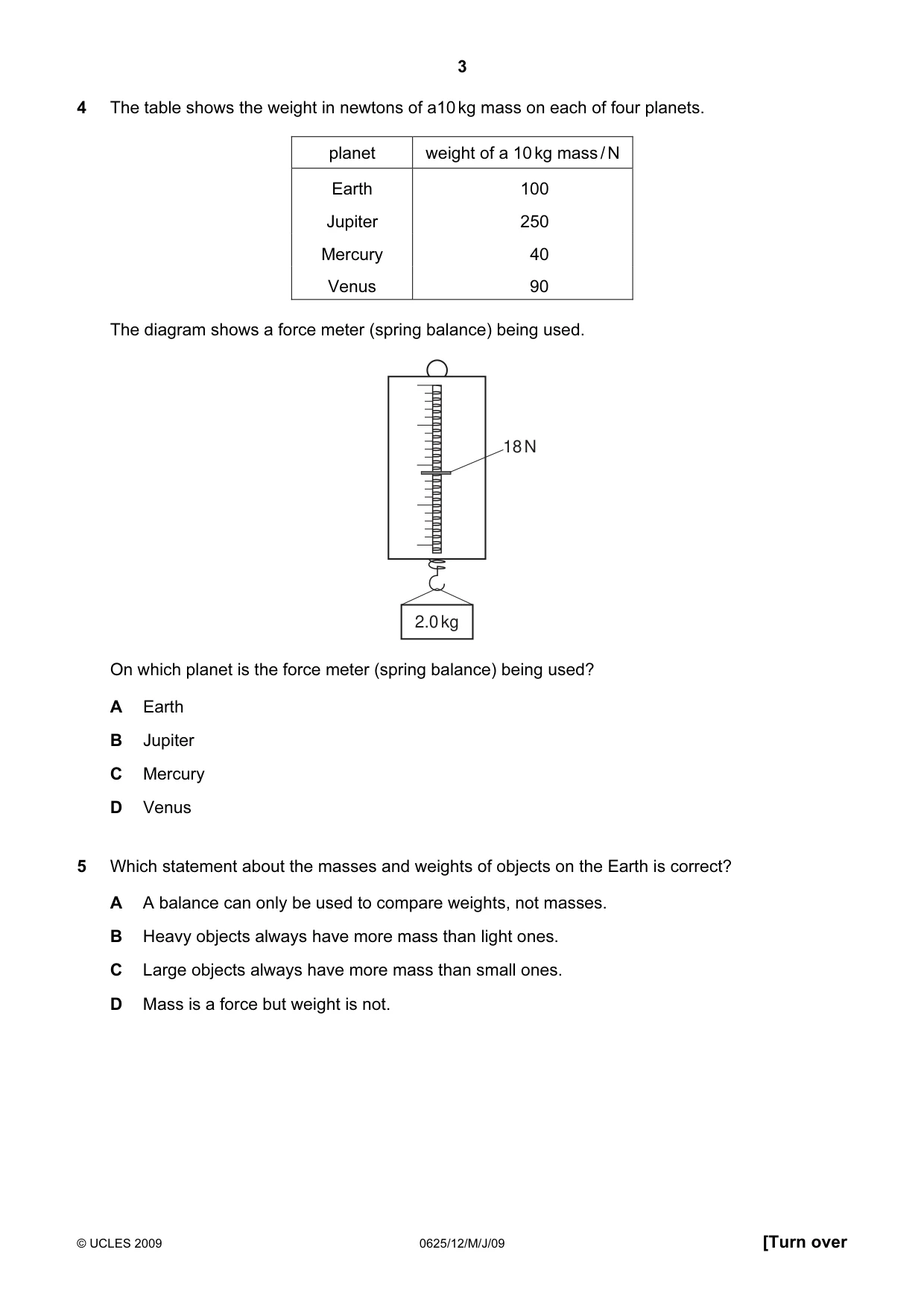 Cambridge IGCSE Physics 0625 2009 May/June Paper 1 · Variant 1 question paper, page 24 of 41