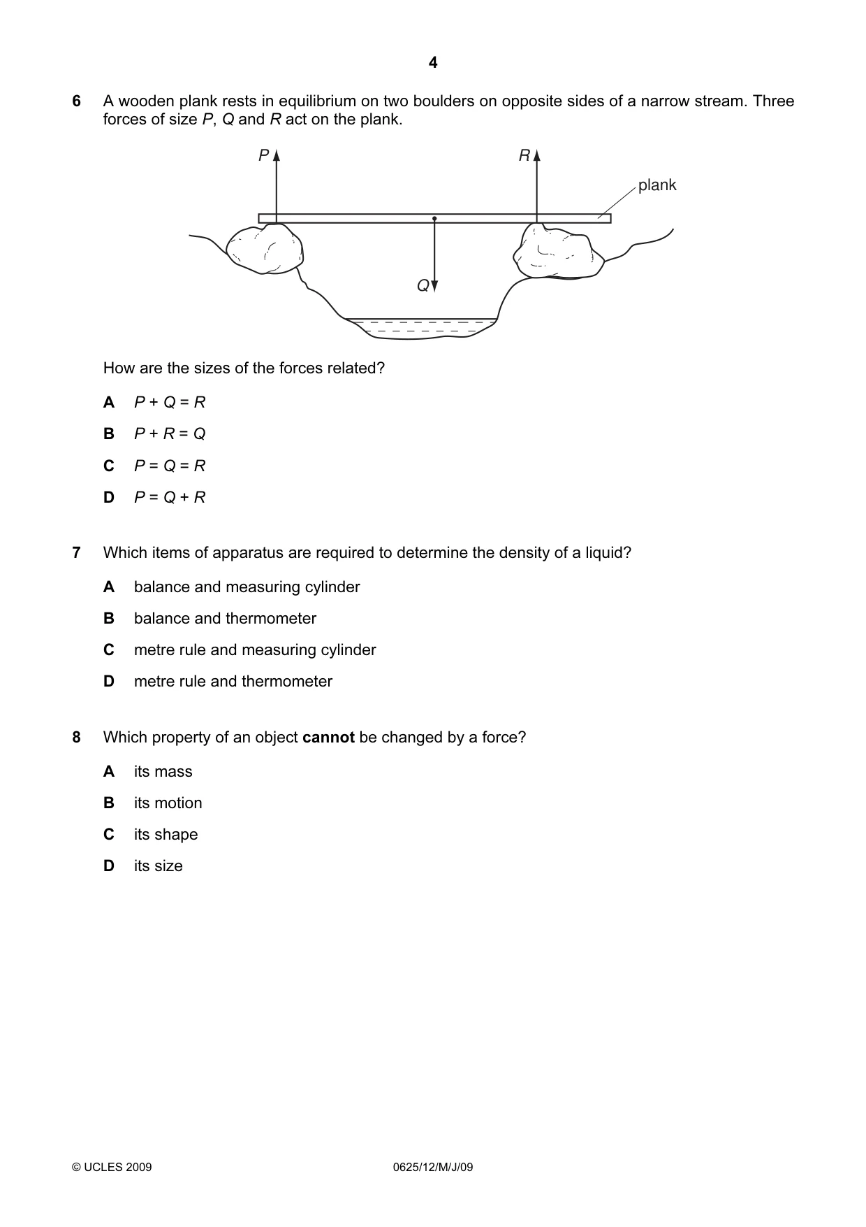 Cambridge IGCSE Physics 0625 2009 May/June Paper 1 · Variant 1 question paper, page 25 of 41