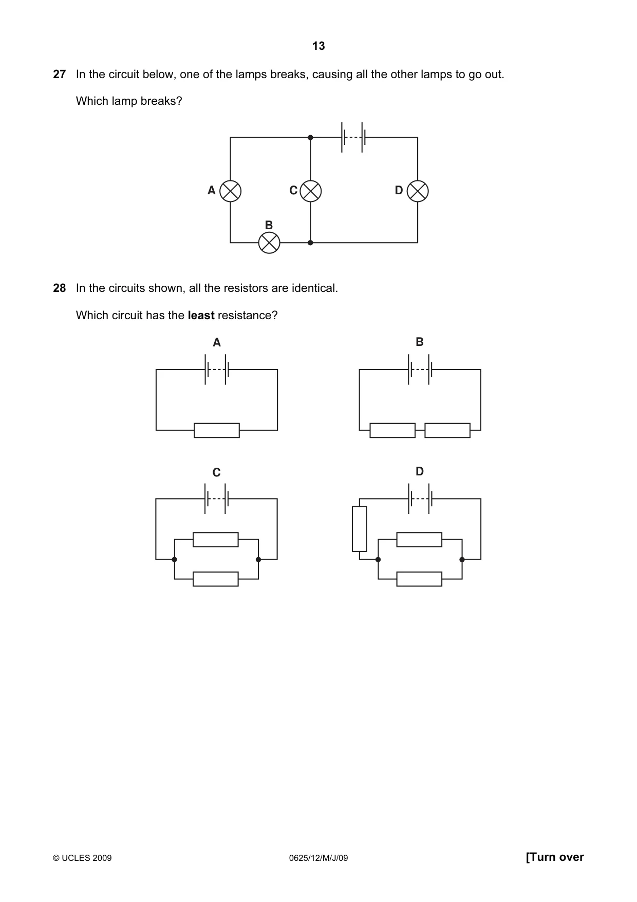 Cambridge IGCSE Physics 0625 2009 May/June Paper 1 · Variant 1 question paper, page 34 of 41
