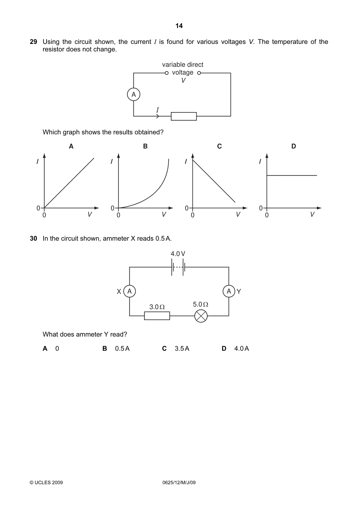 Cambridge IGCSE Physics 0625 2009 May/June Paper 1 · Variant 1 question paper, page 35 of 41