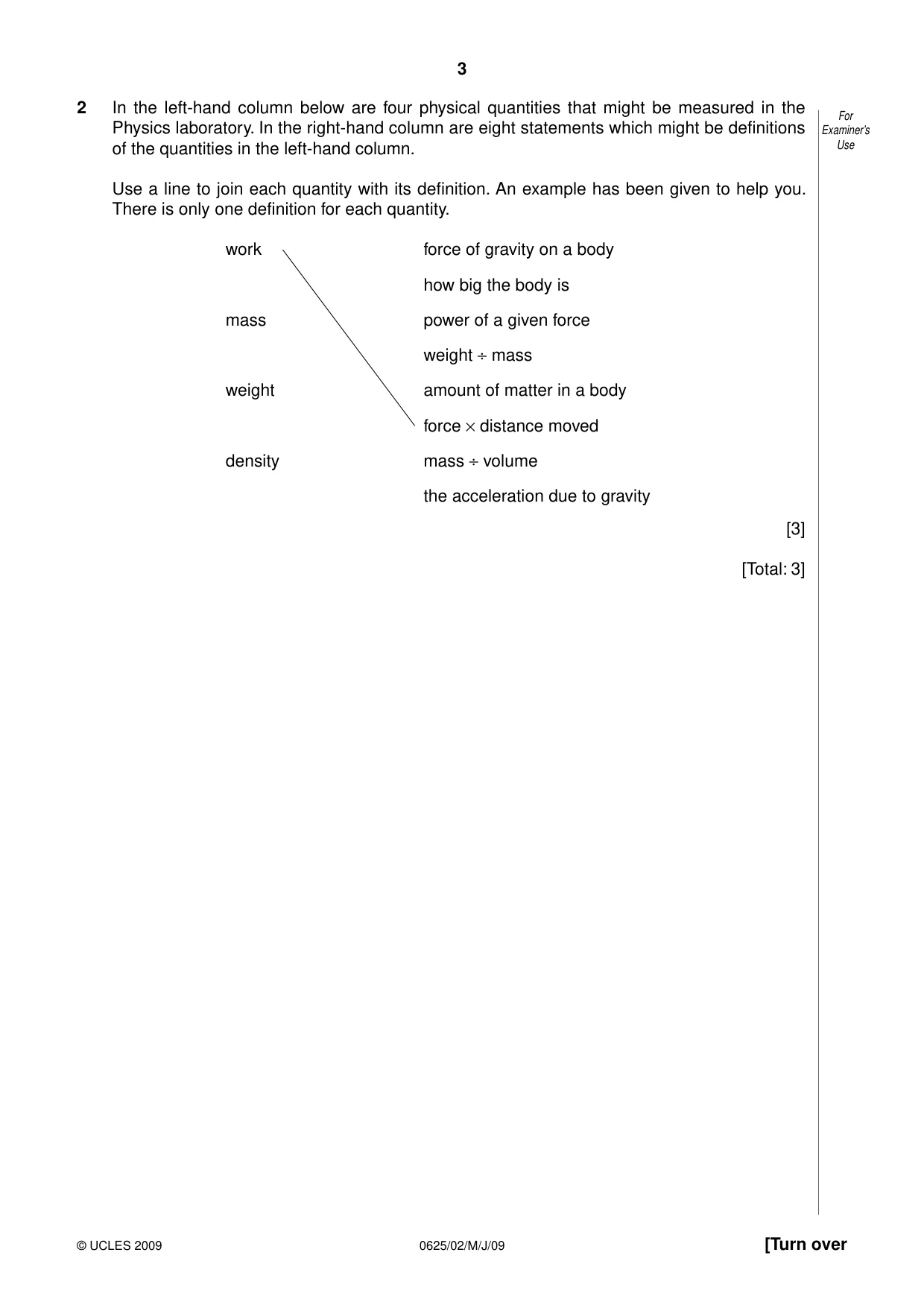 Cambridge IGCSE Physics 0625 2009 May/June Paper 2 · Variant 1 question paper, page 3 of 20
