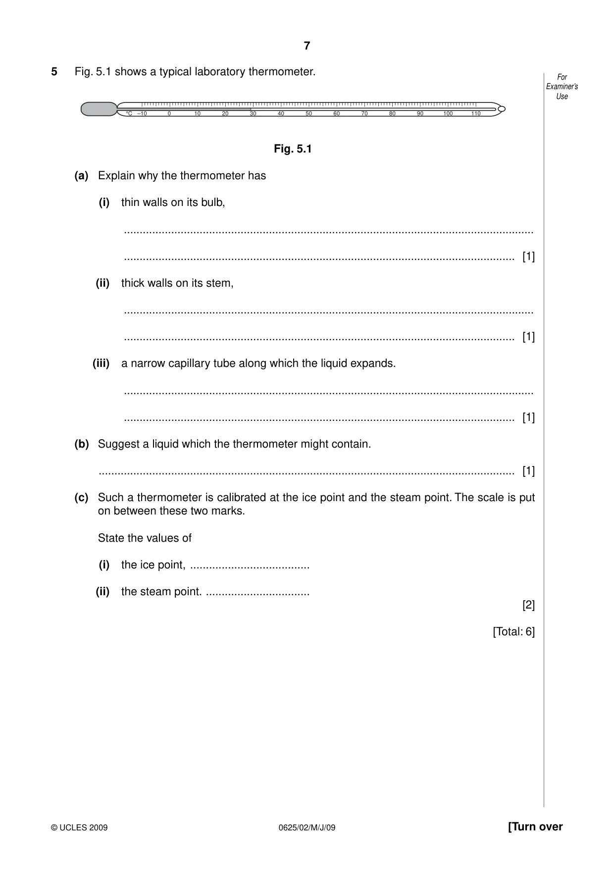 Cambridge IGCSE Physics 0625 2009 May/June Paper 2 · Variant 1 question paper, page 7 of 20