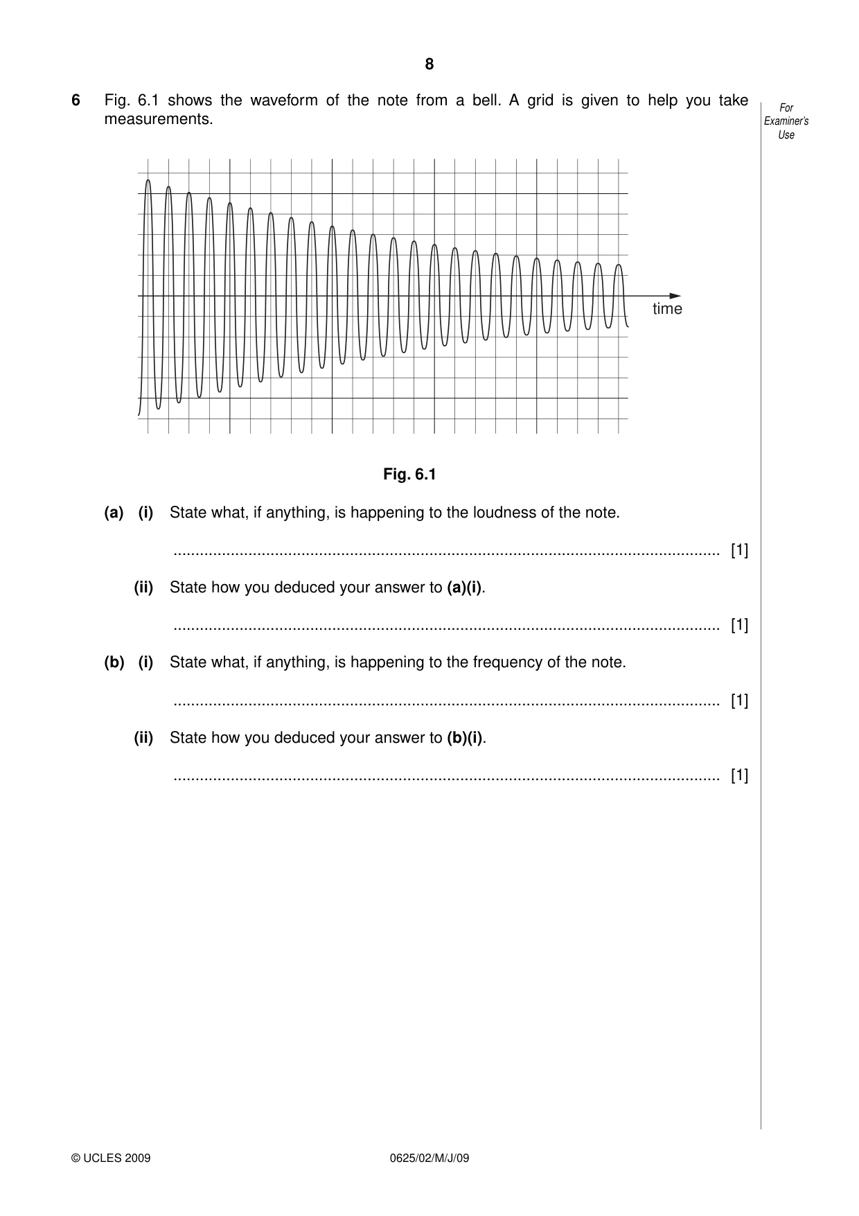 Cambridge IGCSE Physics 0625 2009 May/June Paper 2 · Variant 1 question paper, page 8 of 20