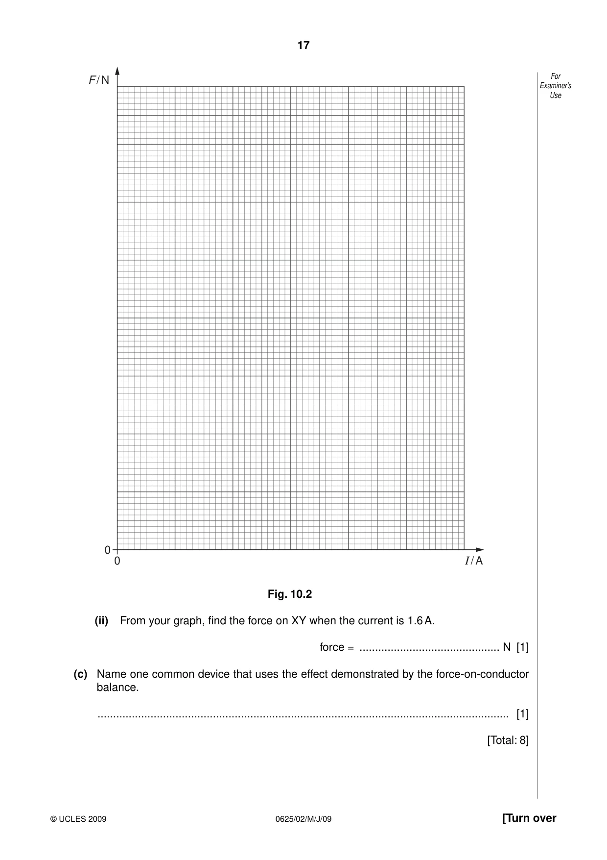 Cambridge IGCSE Physics 0625 2009 May/June Paper 2 · Variant 1 question paper, page 17 of 20