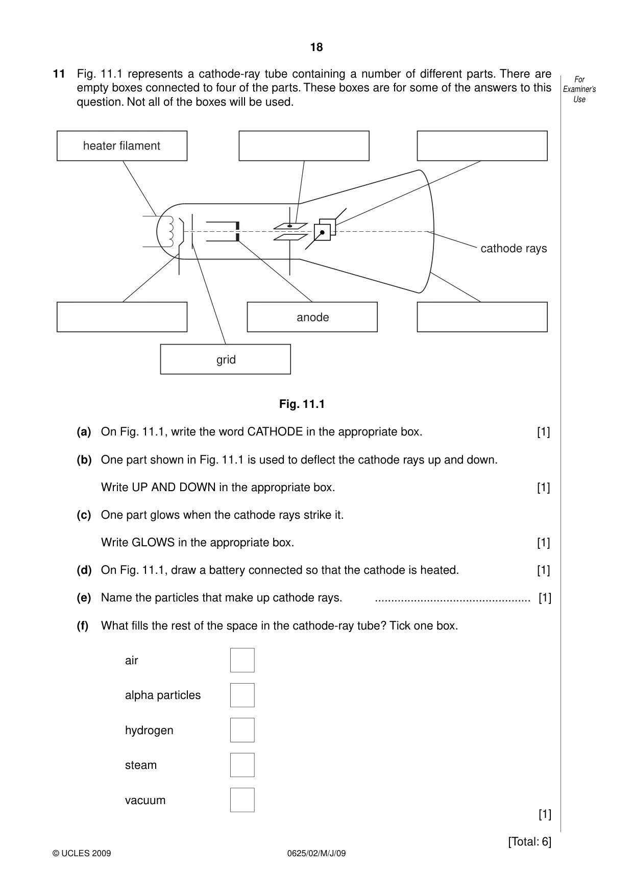 Cambridge IGCSE Physics 0625 2009 May/June Paper 2 · Variant 1 question paper, page 18 of 20