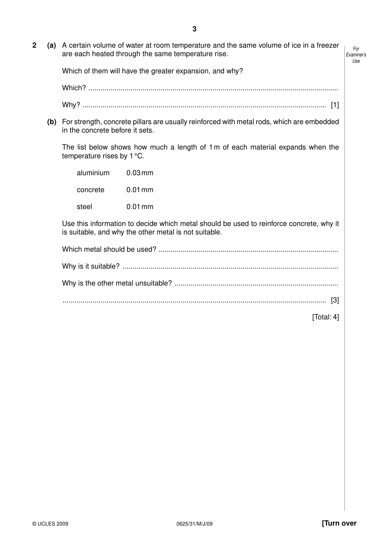 Cambridge IGCSE Physics 0625 2009 May/June Paper 3 · Variant 1 question paper, page 4 of 41