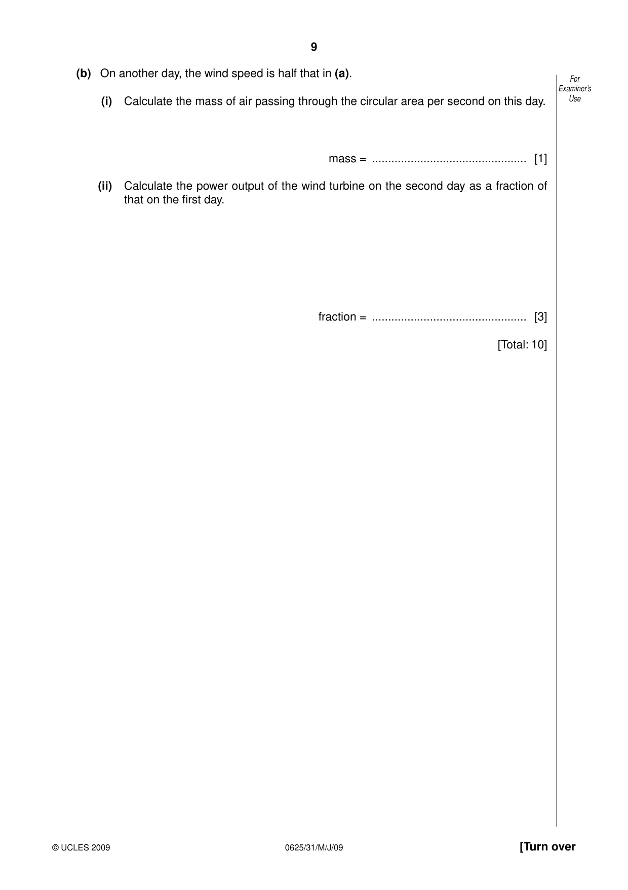 Cambridge IGCSE Physics 0625 2009 May/June Paper 3 · Variant 1 question paper, page 10 of 41