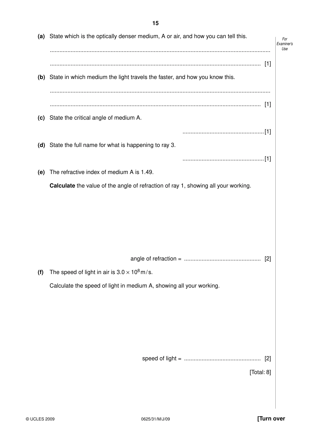 Cambridge IGCSE Physics 0625 2009 May/June Paper 3 · Variant 1 question paper, page 16 of 41