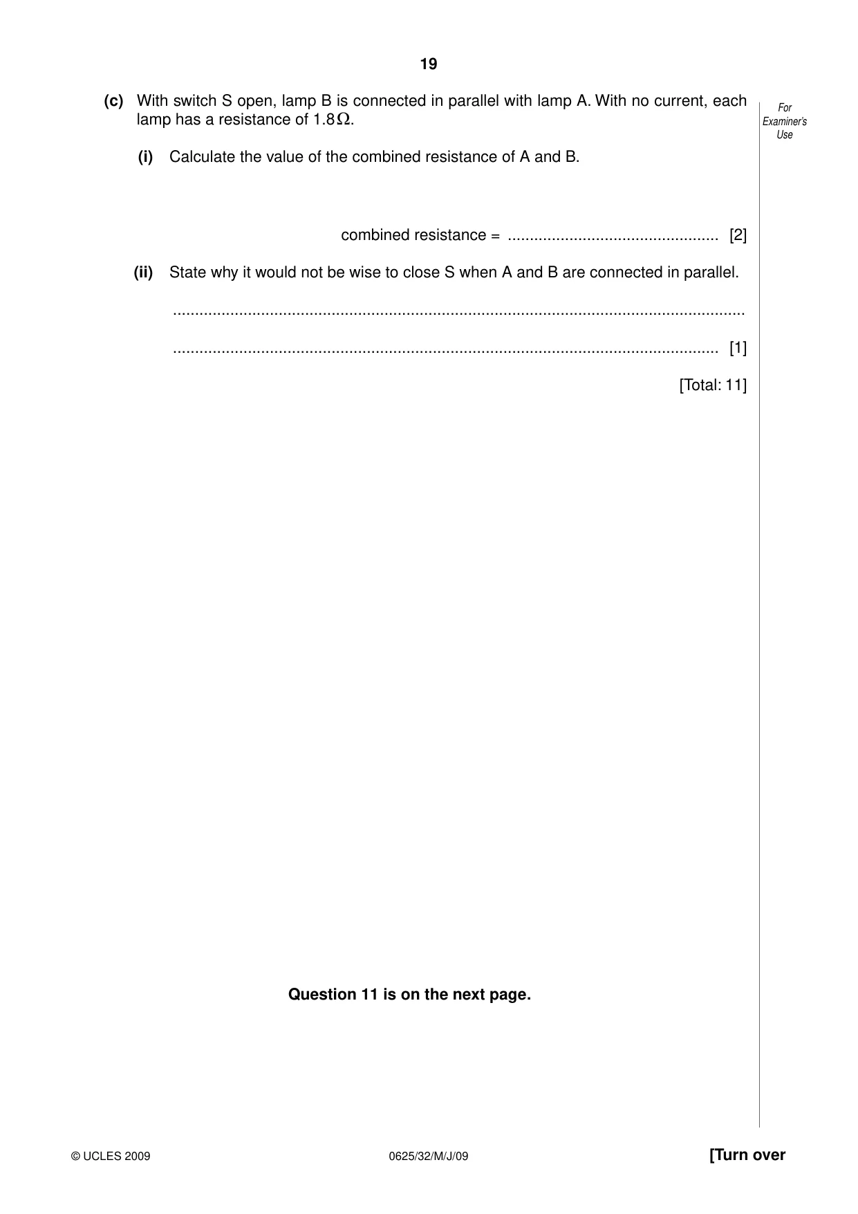 Cambridge IGCSE Physics 0625 2009 May/June Paper 3 · Variant 1 question paper, page 40 of 41