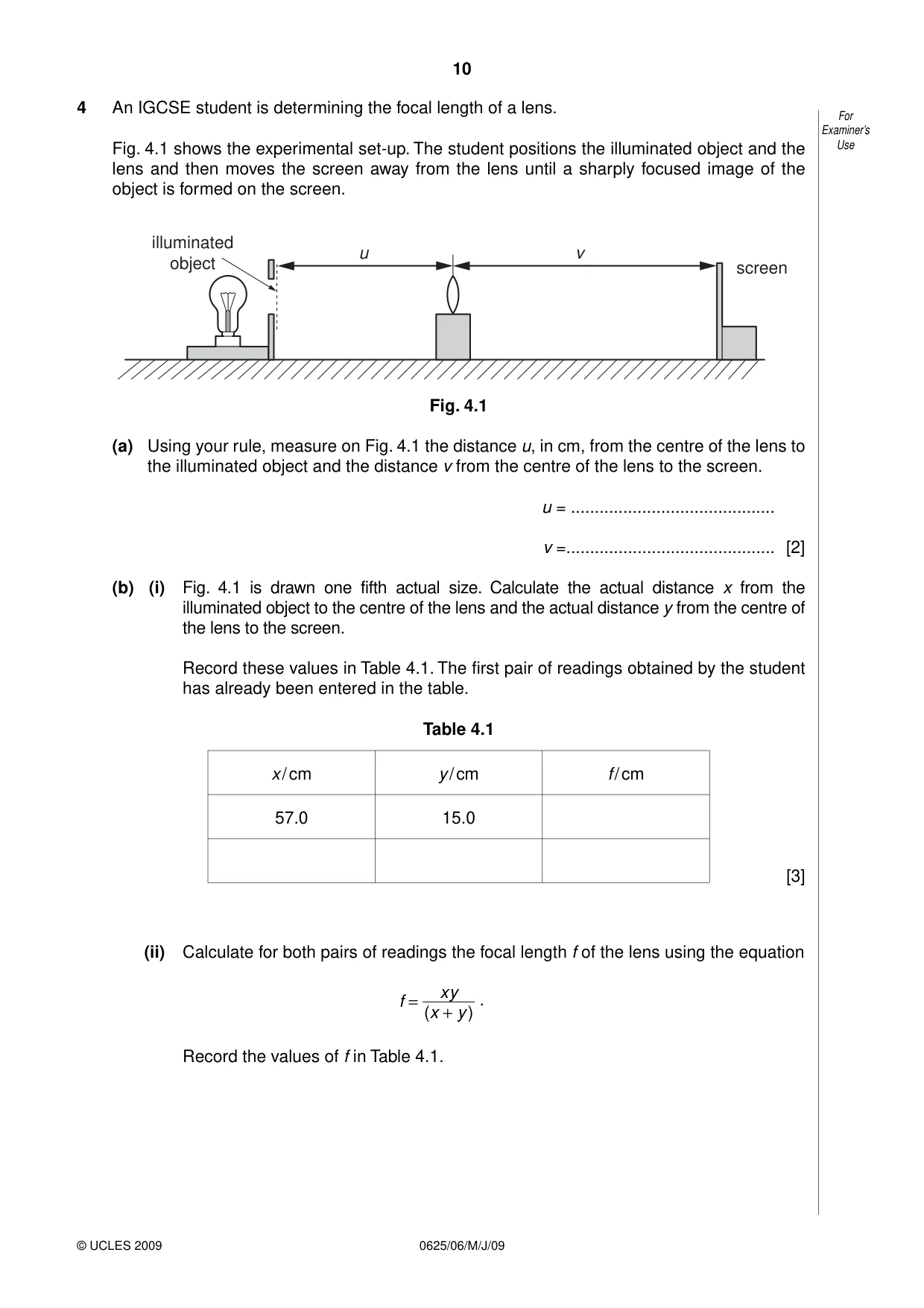 Cambridge IGCSE Physics 0625 2009 May/June Paper 6 · Variant 1 question paper, page 10 of 12