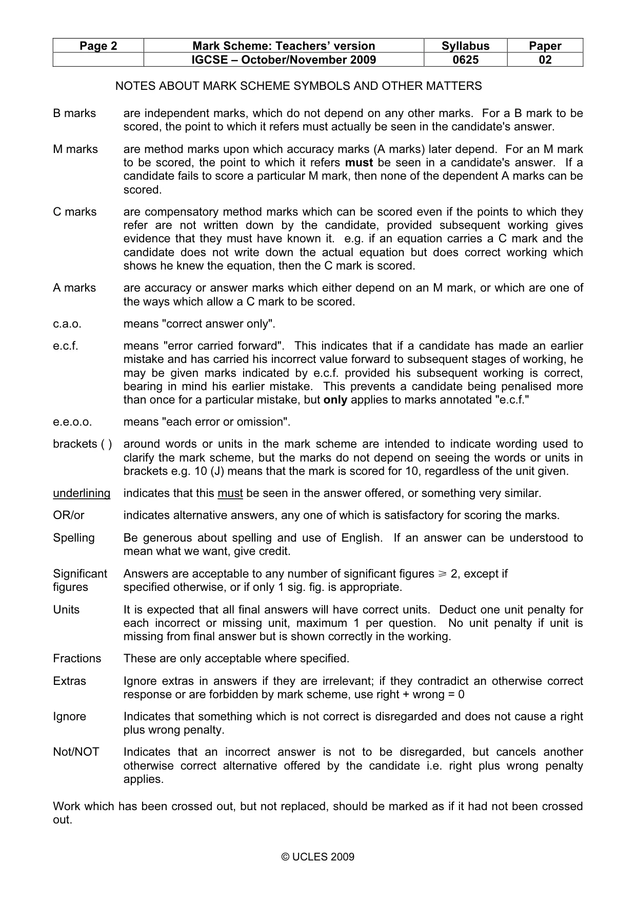 Mark scheme, page 2 of 6
