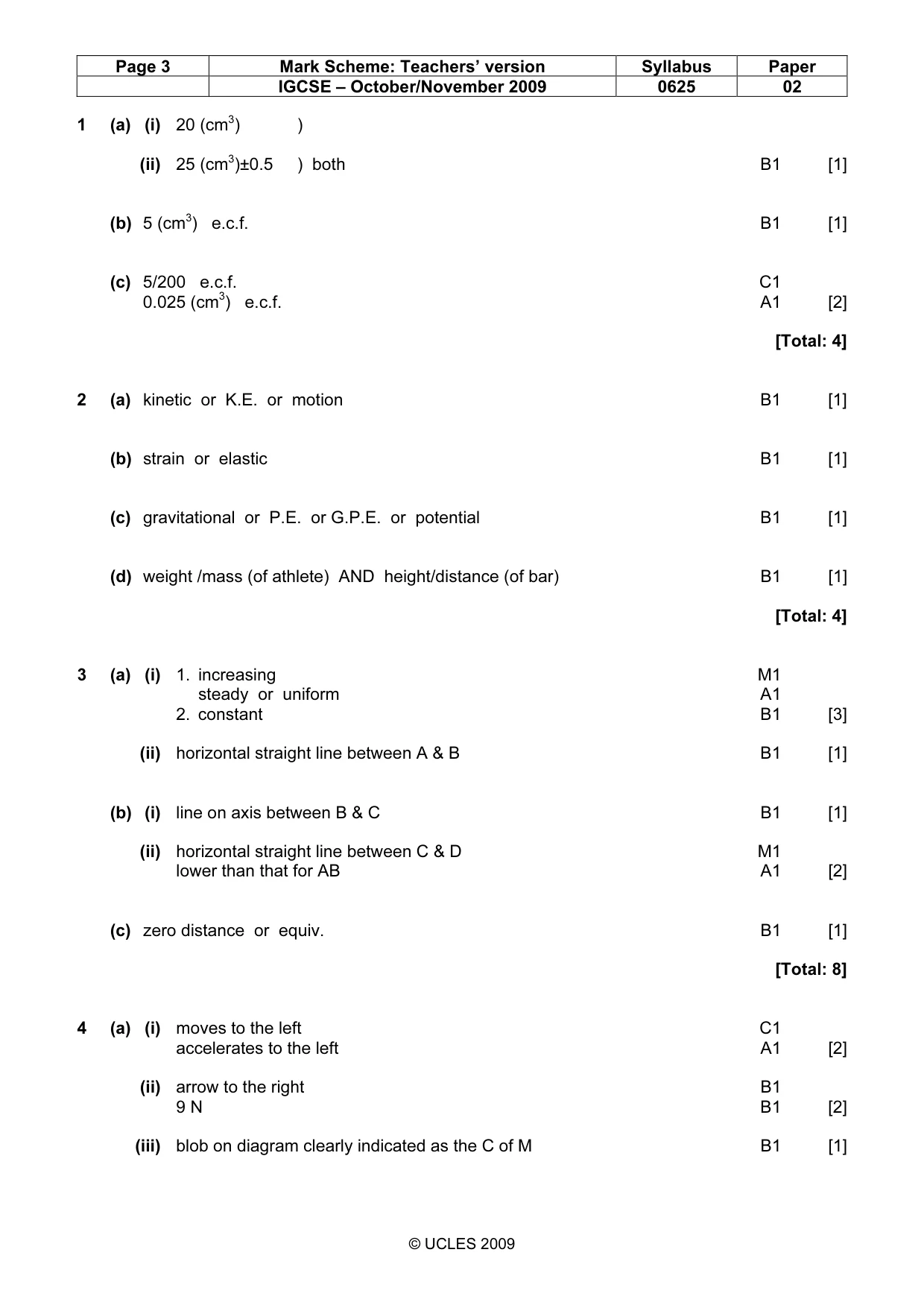 Mark scheme, page 3 of 6
