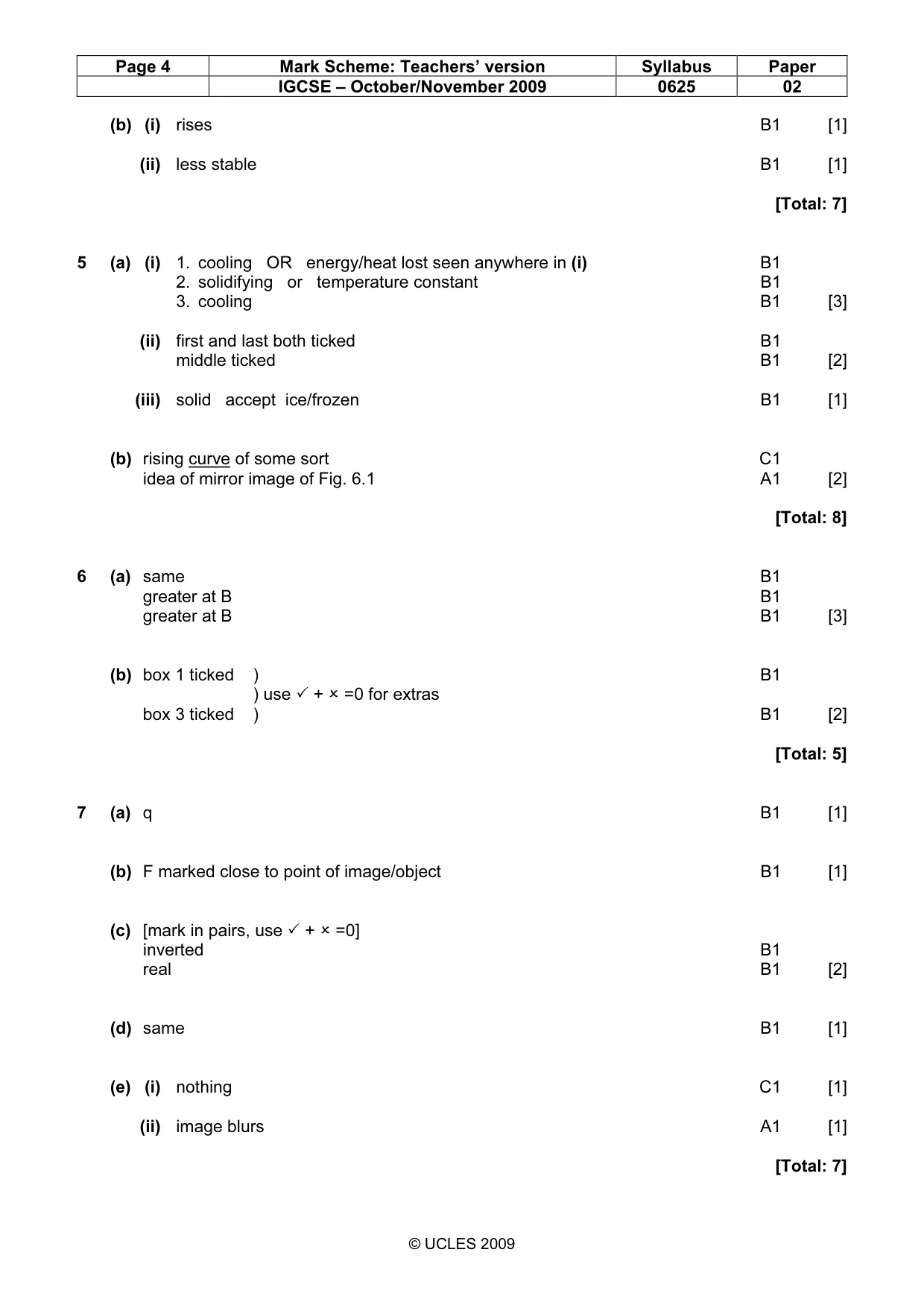 Mark scheme, page 4 of 6