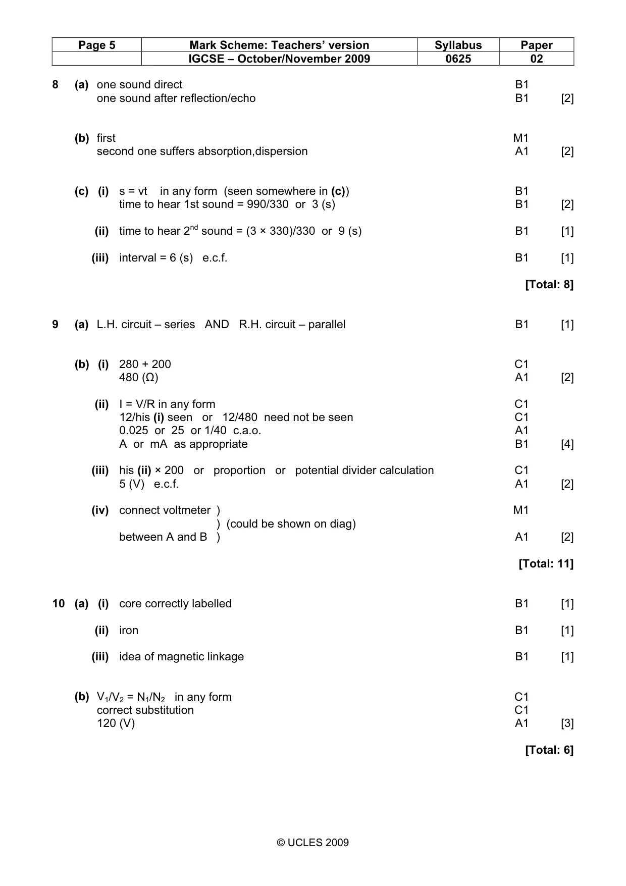 Mark scheme, page 5 of 6
