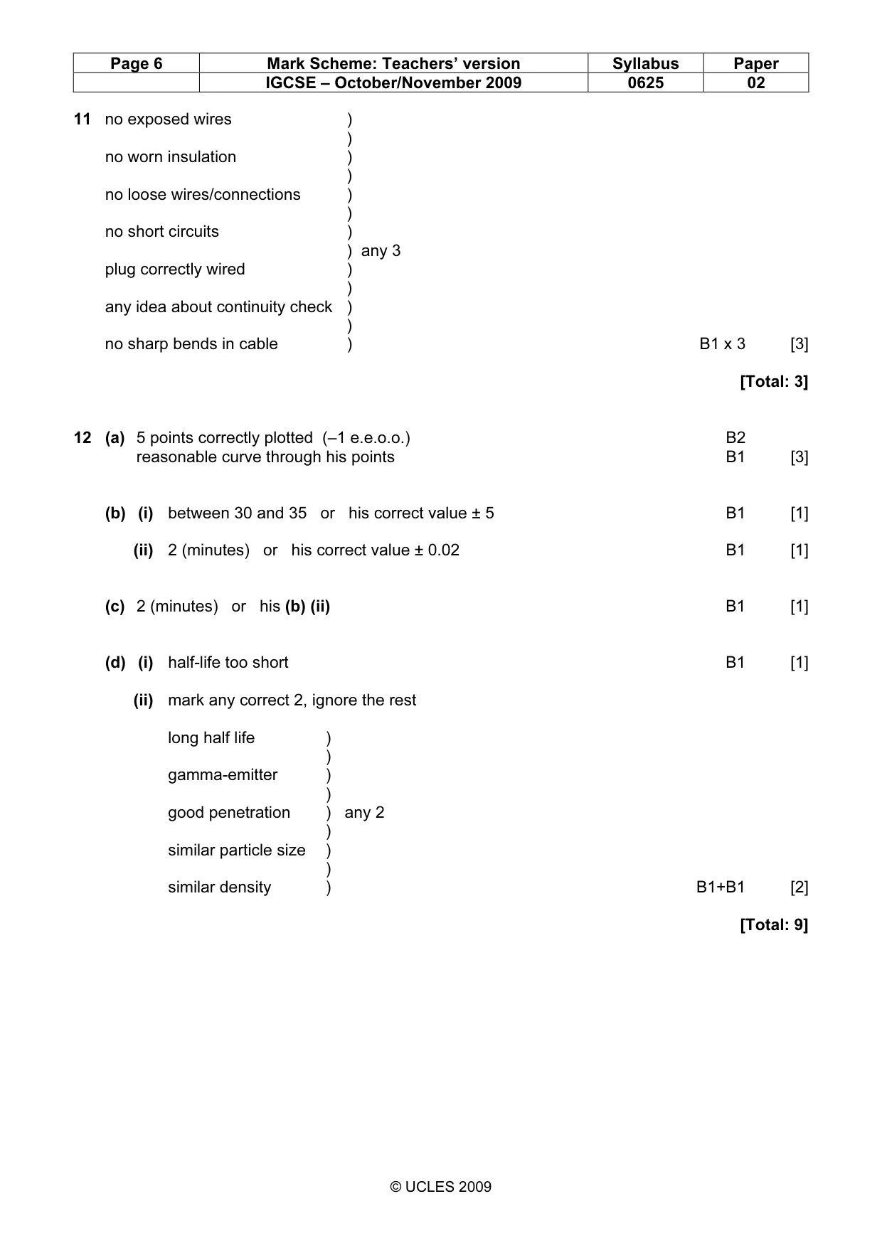 Mark scheme, page 6 of 6