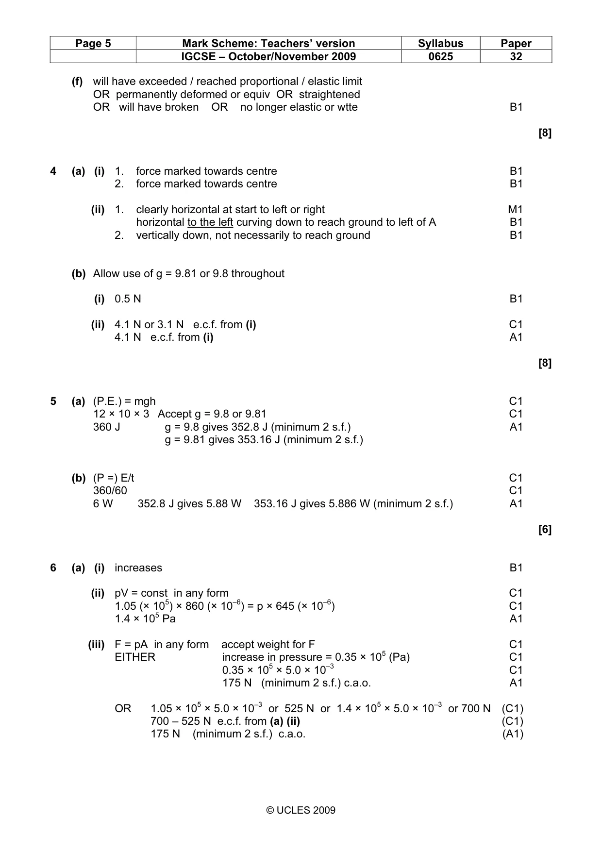 Mark scheme, page 5 of 8