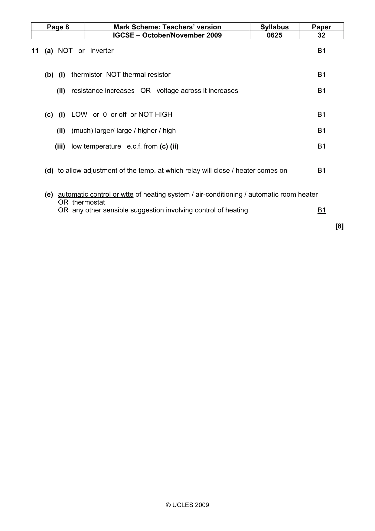 Mark scheme, page 8 of 8