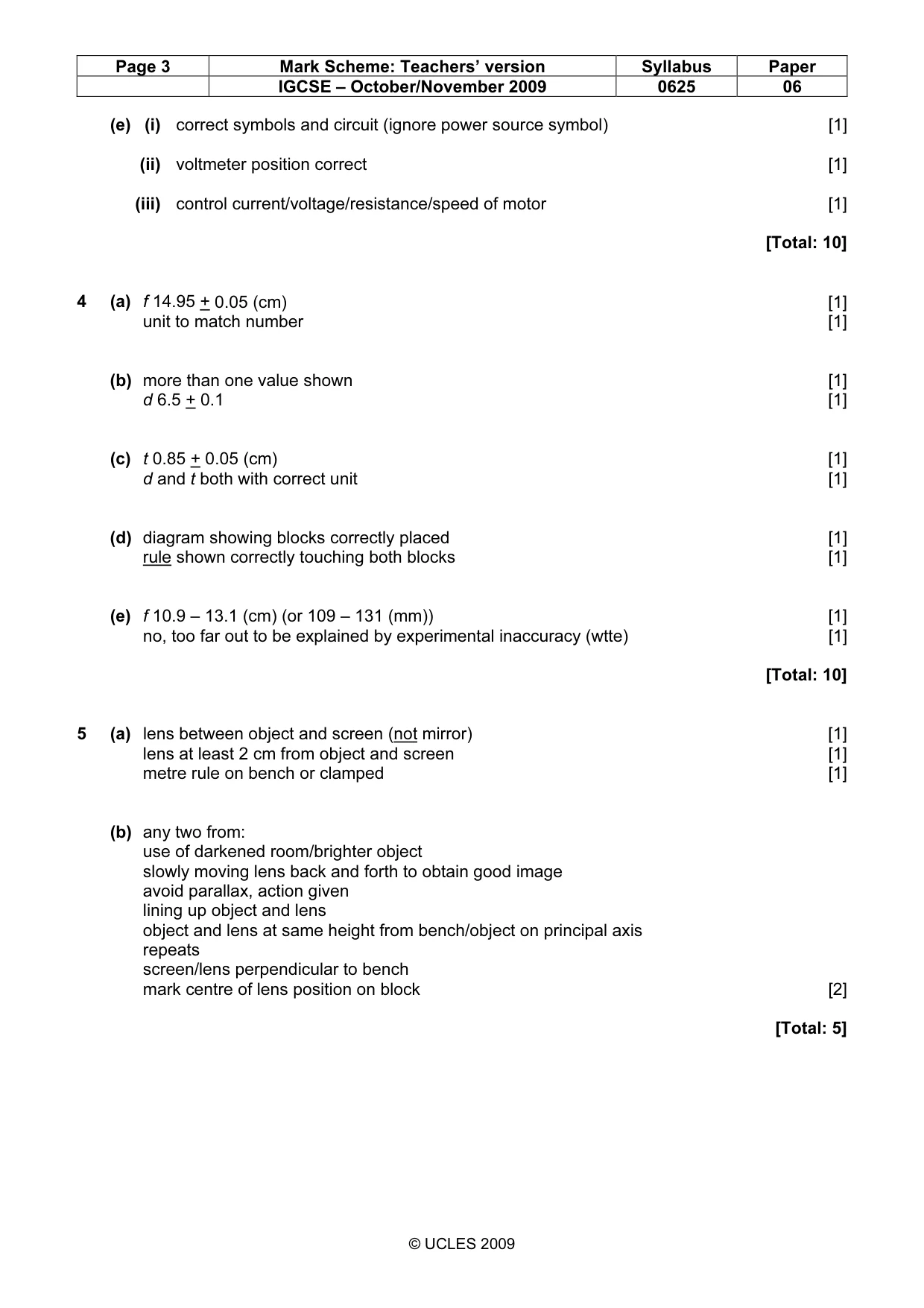 Mark scheme, page 3 of 3