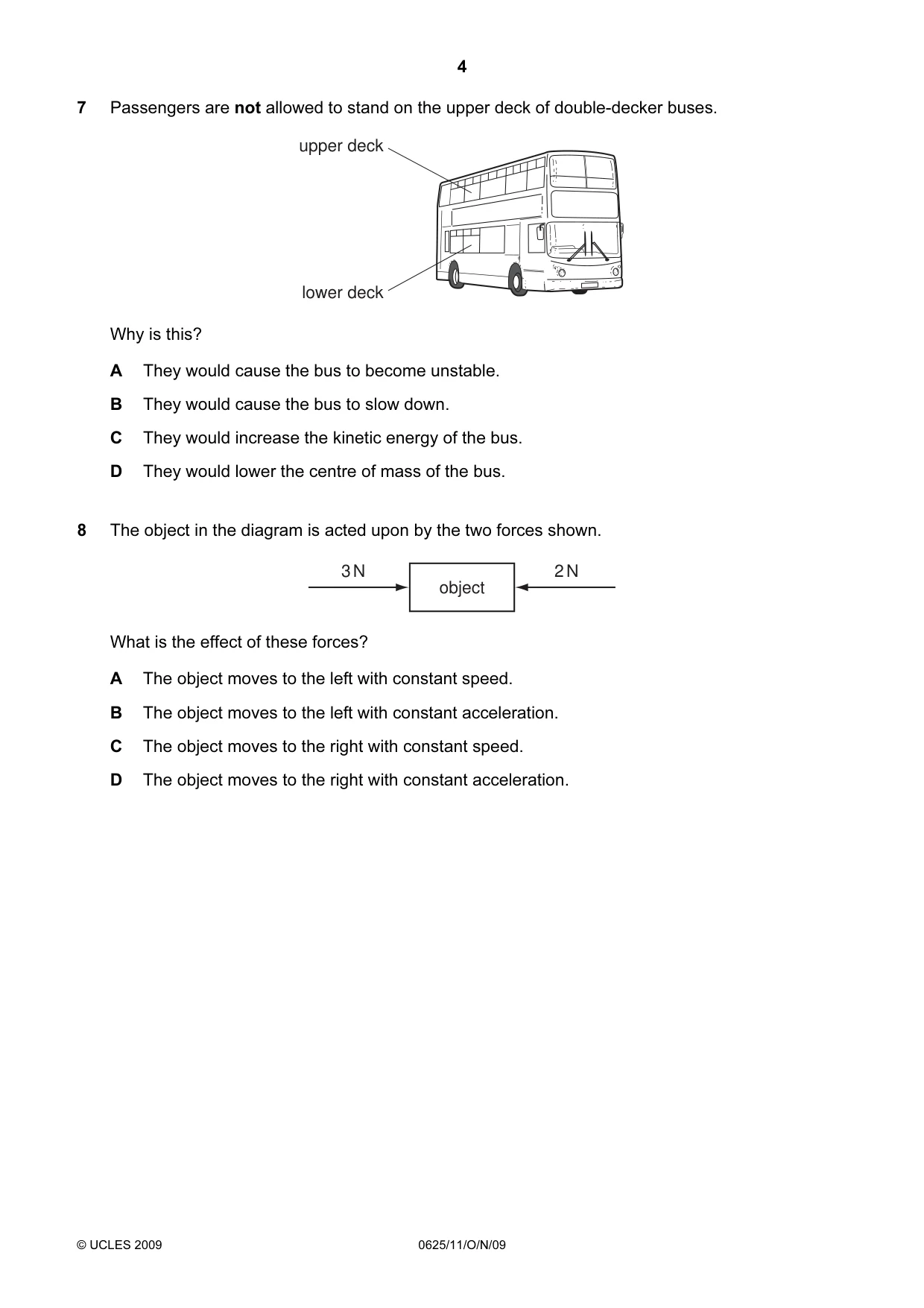 Cambridge IGCSE Physics 0625 2009 Oct/Nov Paper 1 · Variant 1 question paper, page 4 of 16
