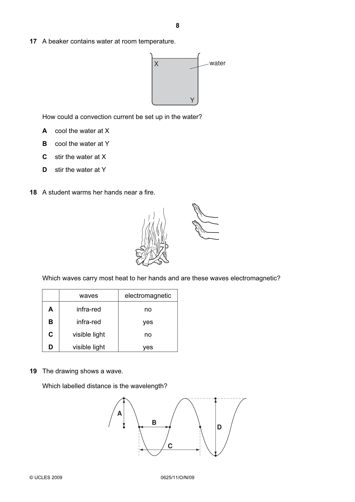 Cambridge IGCSE Physics 0625 2009 Oct/Nov Paper 1 · Variant 1 question paper, page 8 of 16