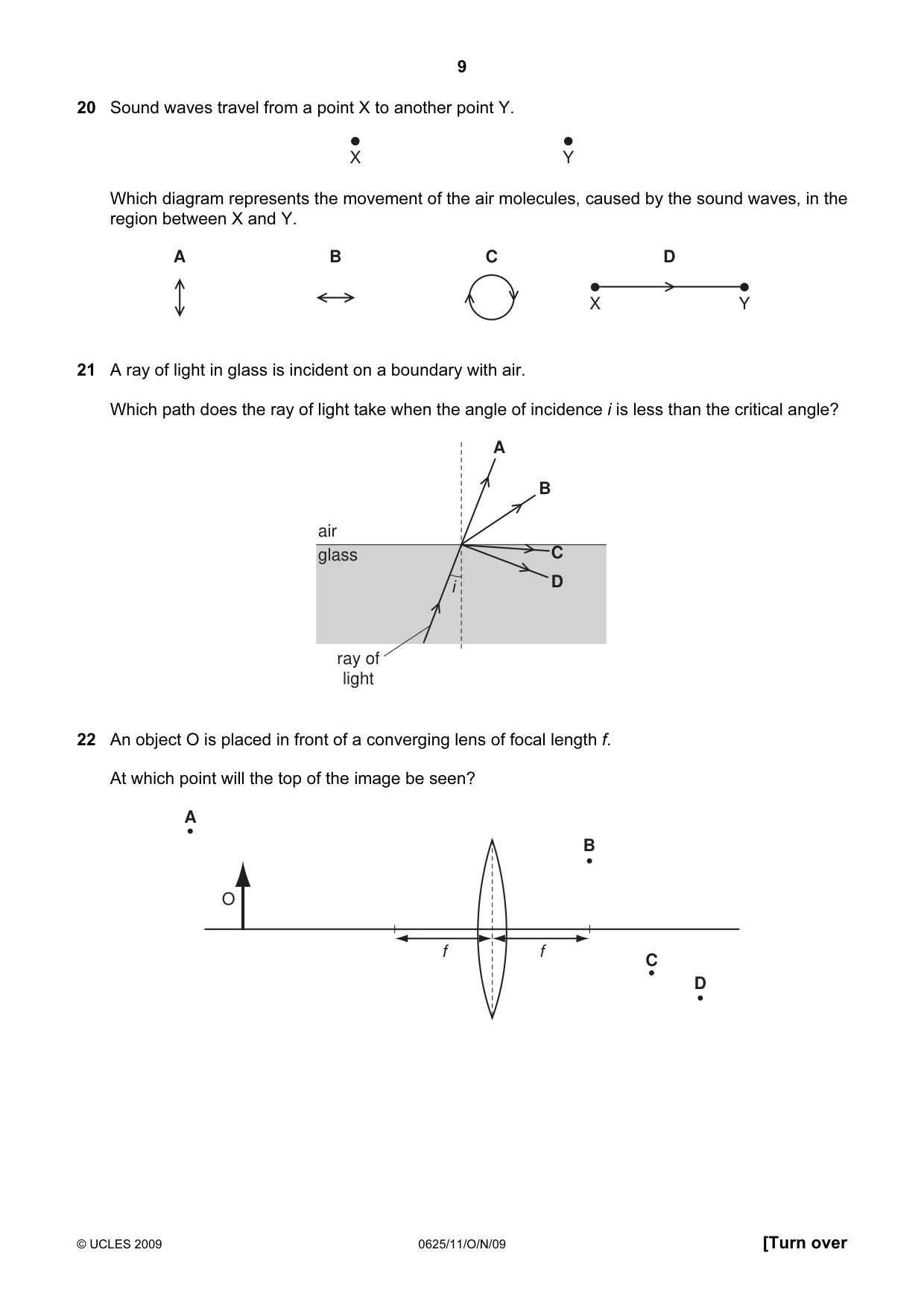 Cambridge IGCSE Physics 0625 2009 Oct/Nov Paper 1 · Variant 1 question paper, page 9 of 16