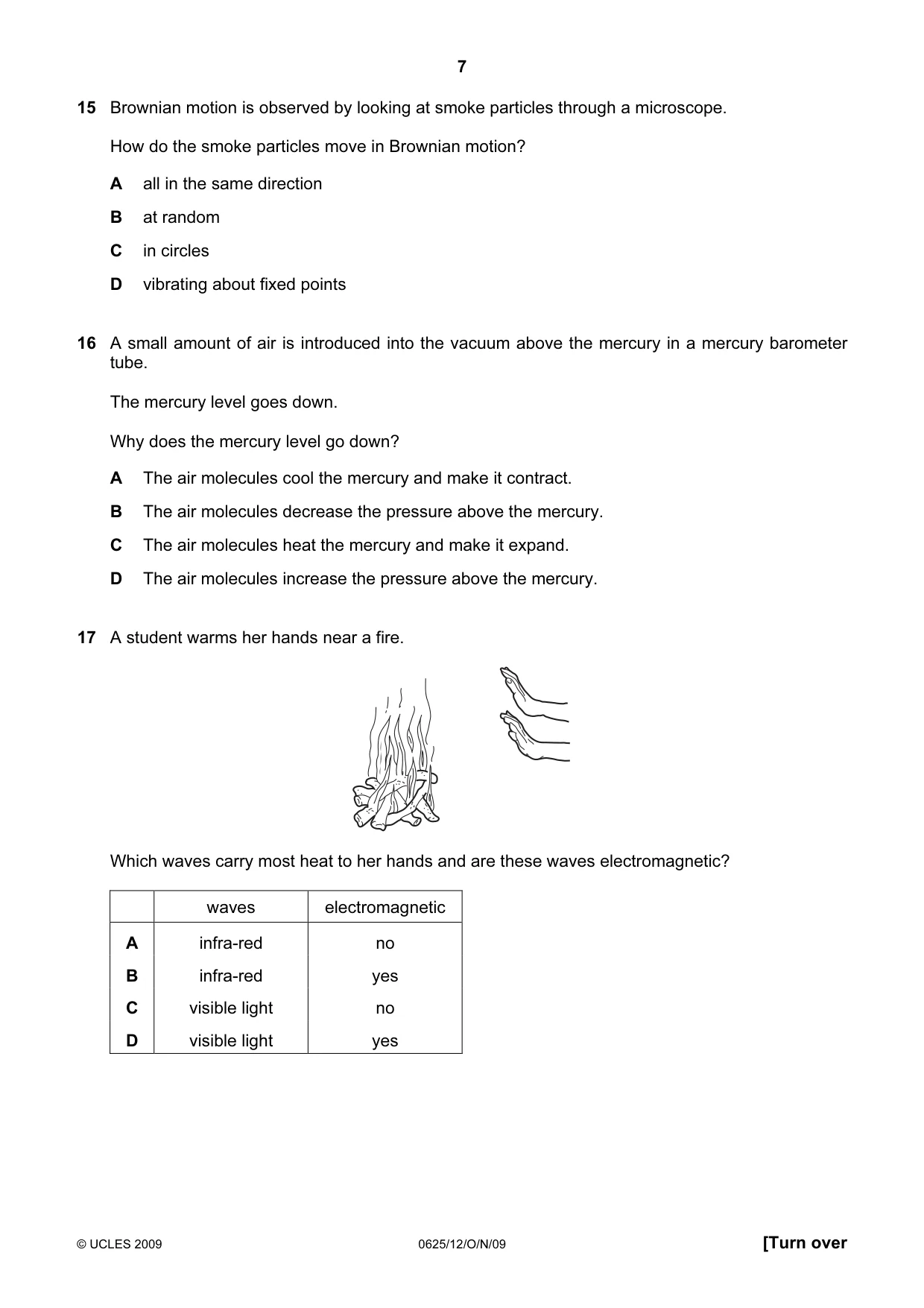 Cambridge IGCSE Physics 0625 2009 Oct/Nov Paper 1 · Variant 2 question paper, page 7 of 16