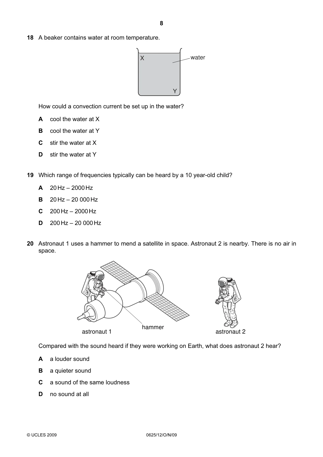 Cambridge IGCSE Physics 0625 2009 Oct/Nov Paper 1 · Variant 2 question paper, page 8 of 16