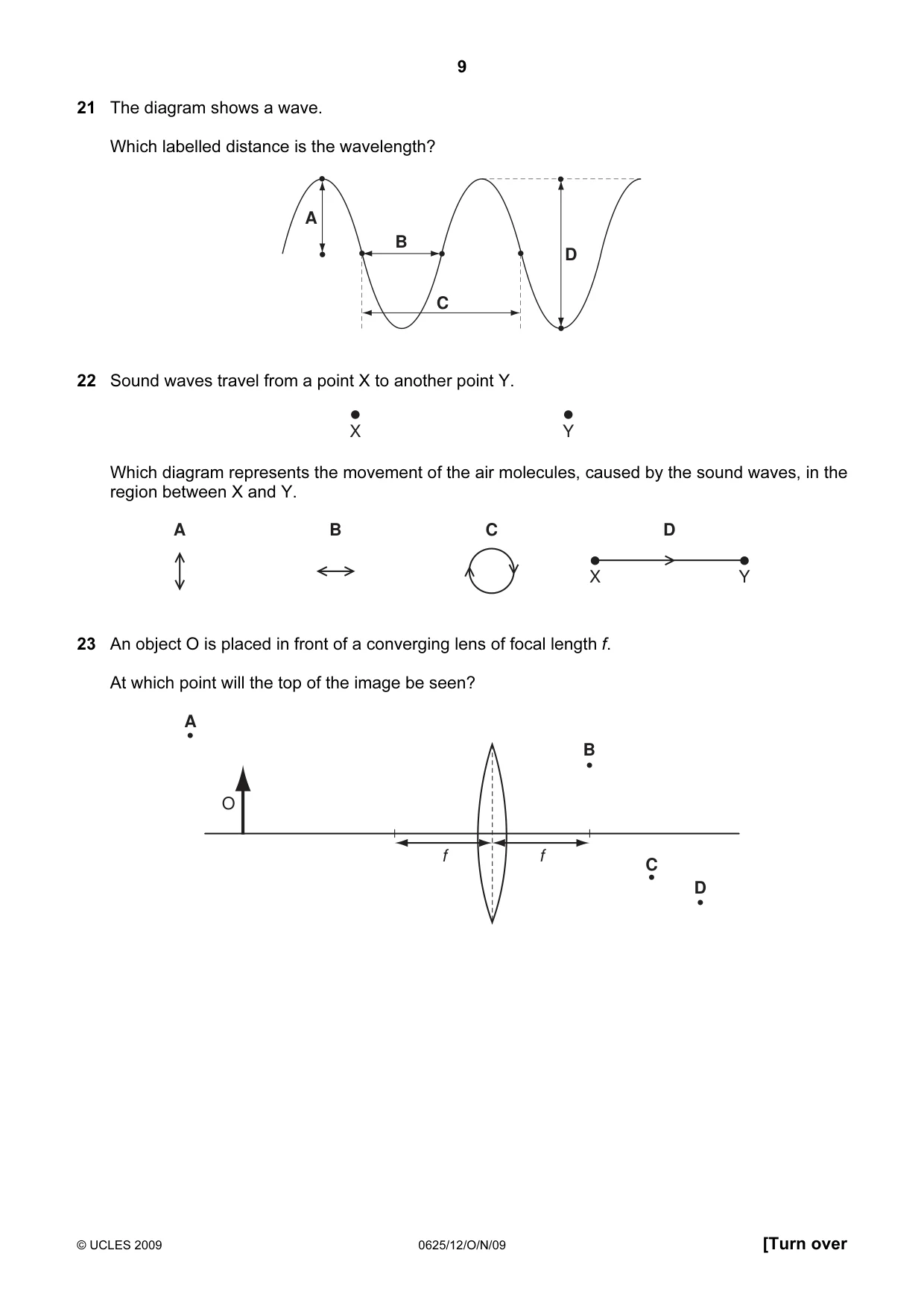 Cambridge IGCSE Physics 0625 2009 Oct/Nov Paper 1 · Variant 2 question paper, page 9 of 16