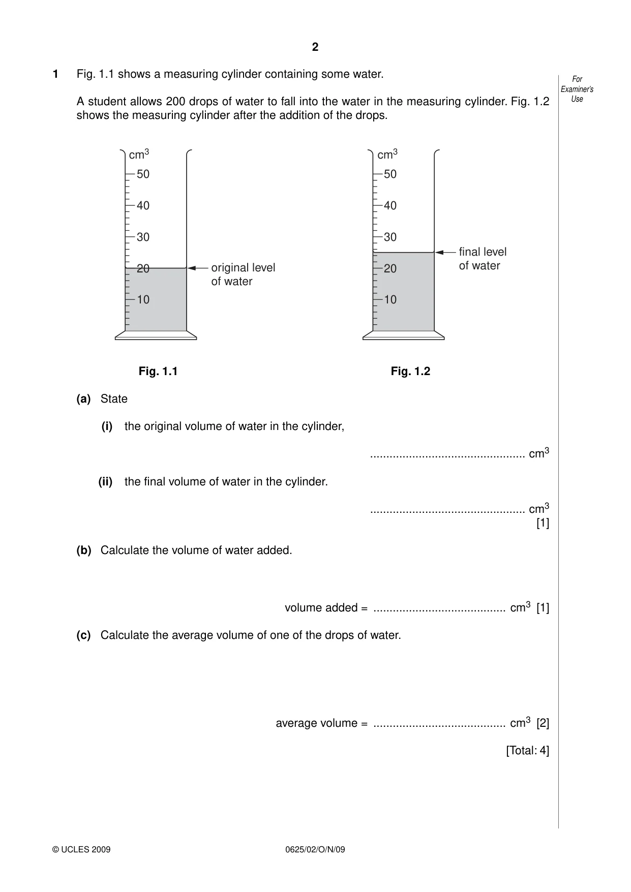 Cambridge IGCSE Physics 0625 2009 Oct/Nov Paper 2 · Variant 1 question paper, page 2 of 20