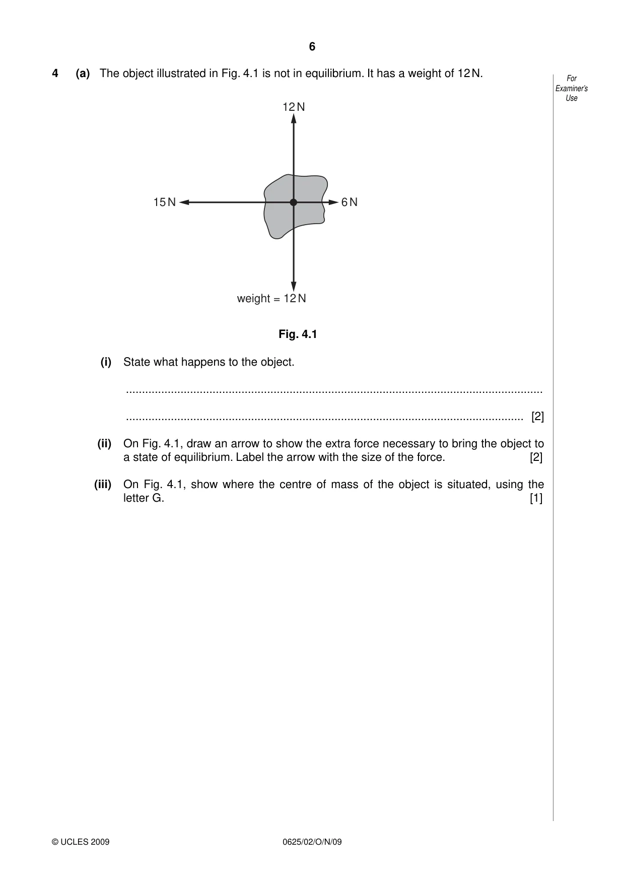 Cambridge IGCSE Physics 0625 2009 Oct/Nov Paper 2 · Variant 1 question paper, page 6 of 20