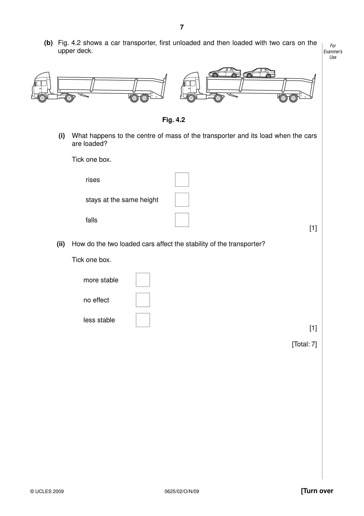 Cambridge IGCSE Physics 0625 2009 Oct/Nov Paper 2 · Variant 1 question paper, page 7 of 20
