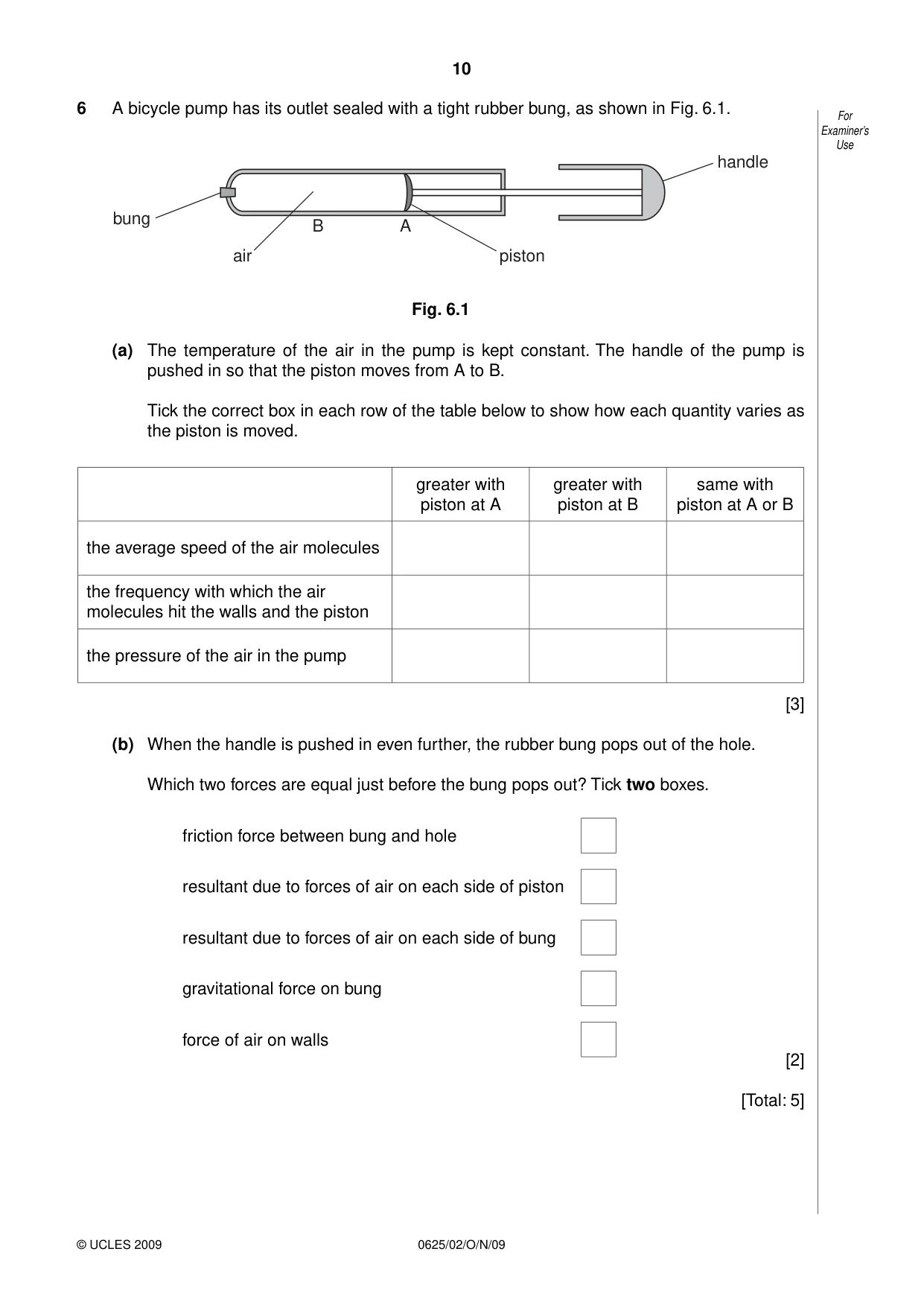 Cambridge IGCSE Physics 0625 2009 Oct/Nov Paper 2 · Variant 1 question paper, page 10 of 20