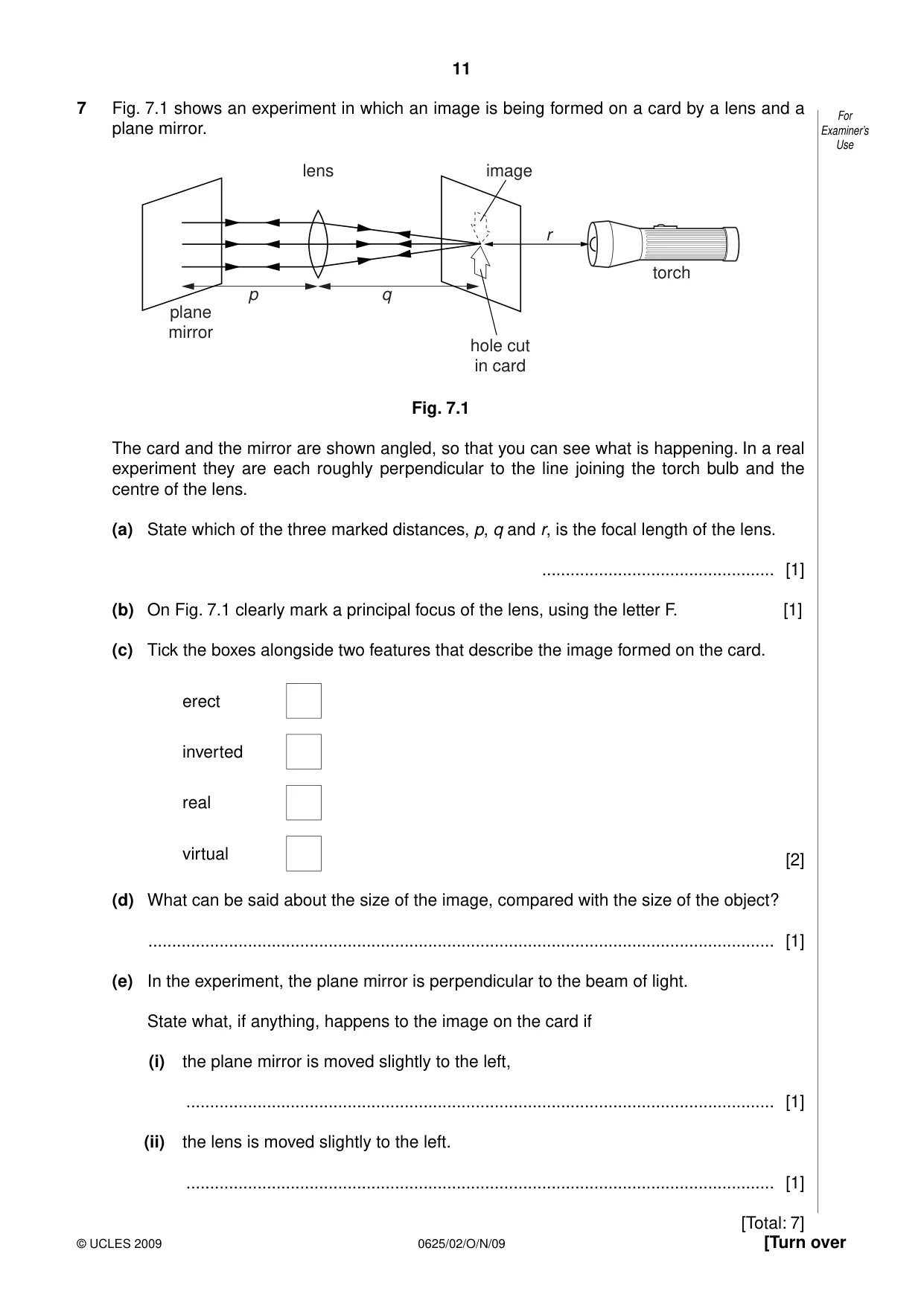 Cambridge IGCSE Physics 0625 2009 Oct/Nov Paper 2 · Variant 1 question paper, page 11 of 20