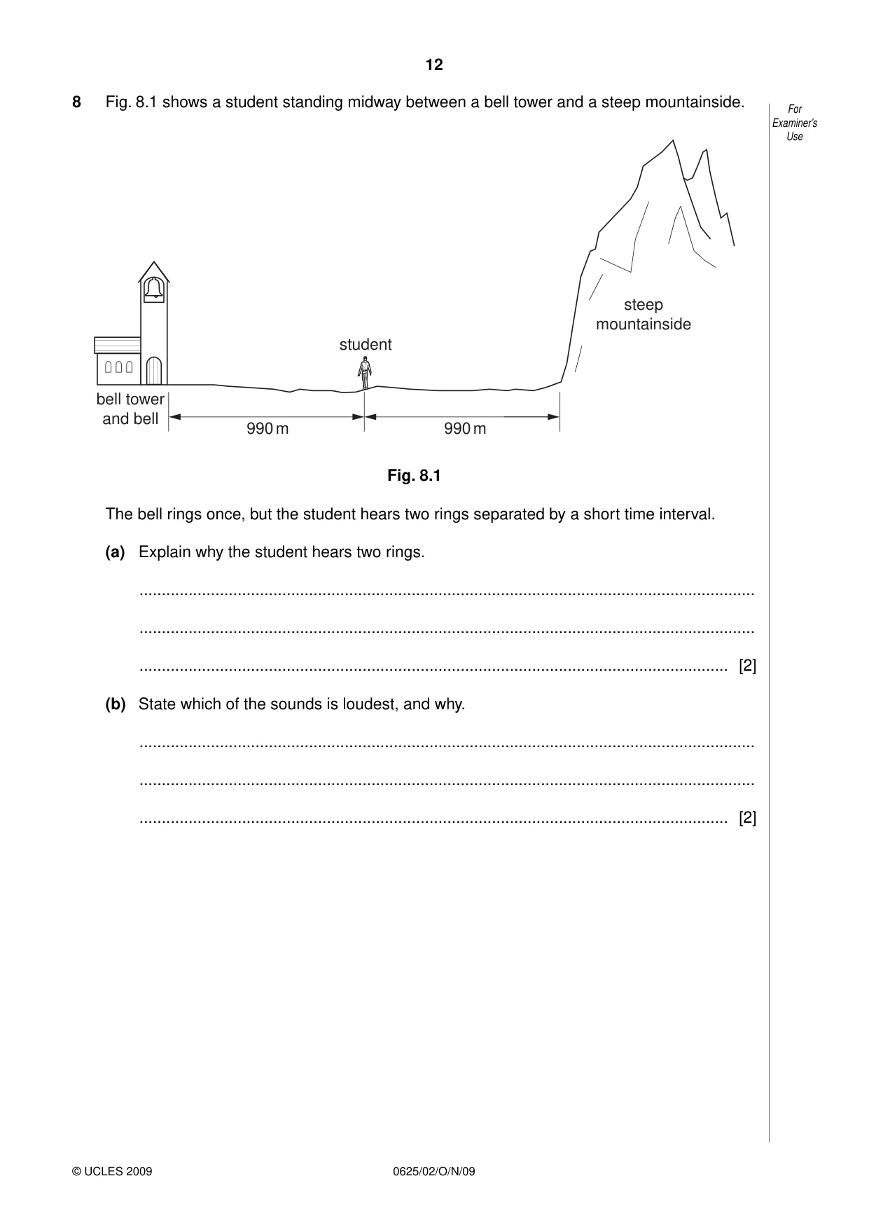 Cambridge IGCSE Physics 0625 2009 Oct/Nov Paper 2 · Variant 1 question paper, page 12 of 20