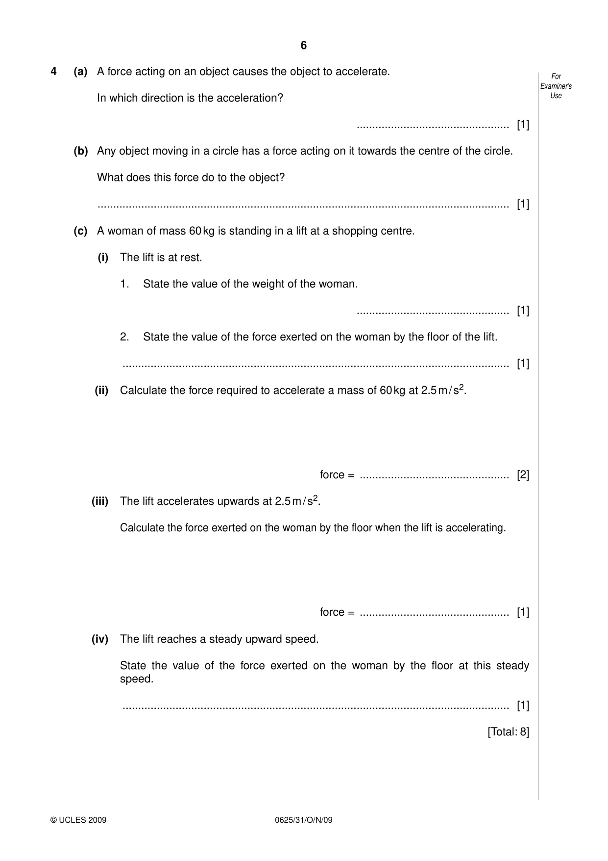 Cambridge IGCSE Physics 0625 2009 Oct/Nov Paper 3 · Variant 1 question paper, page 6 of 16