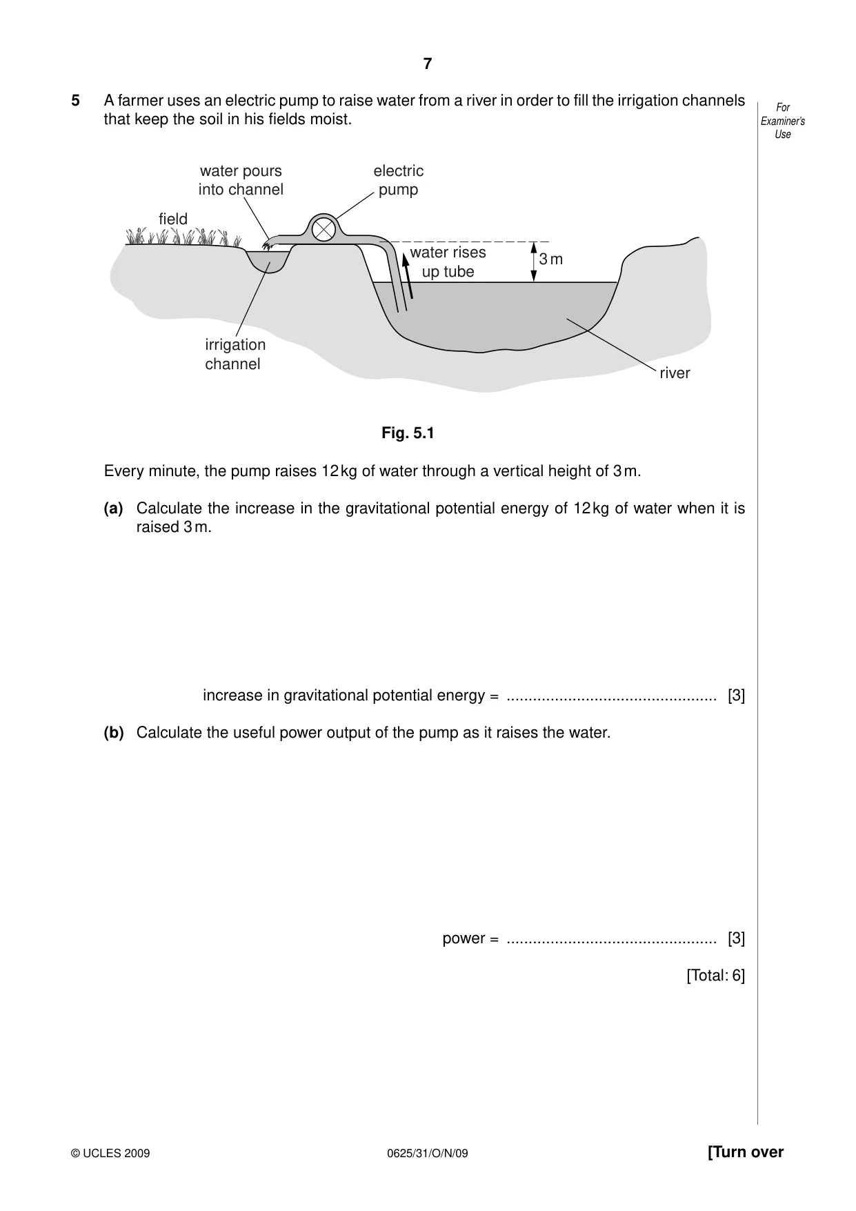 Cambridge IGCSE Physics 0625 2009 Oct/Nov Paper 3 · Variant 1 question paper, page 7 of 16
