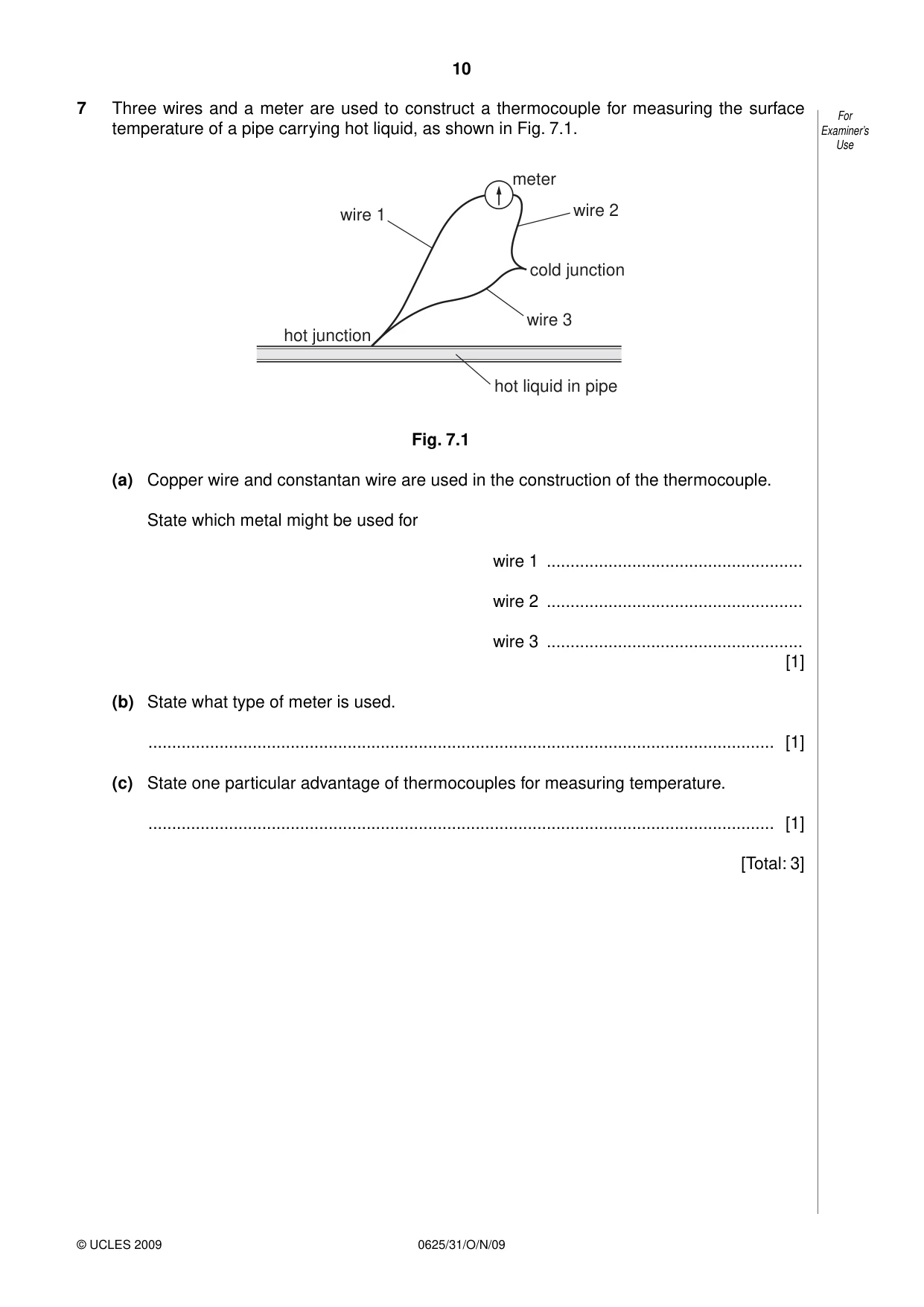 Cambridge IGCSE Physics 0625 2009 Oct/Nov Paper 3 · Variant 1 question paper, page 10 of 16