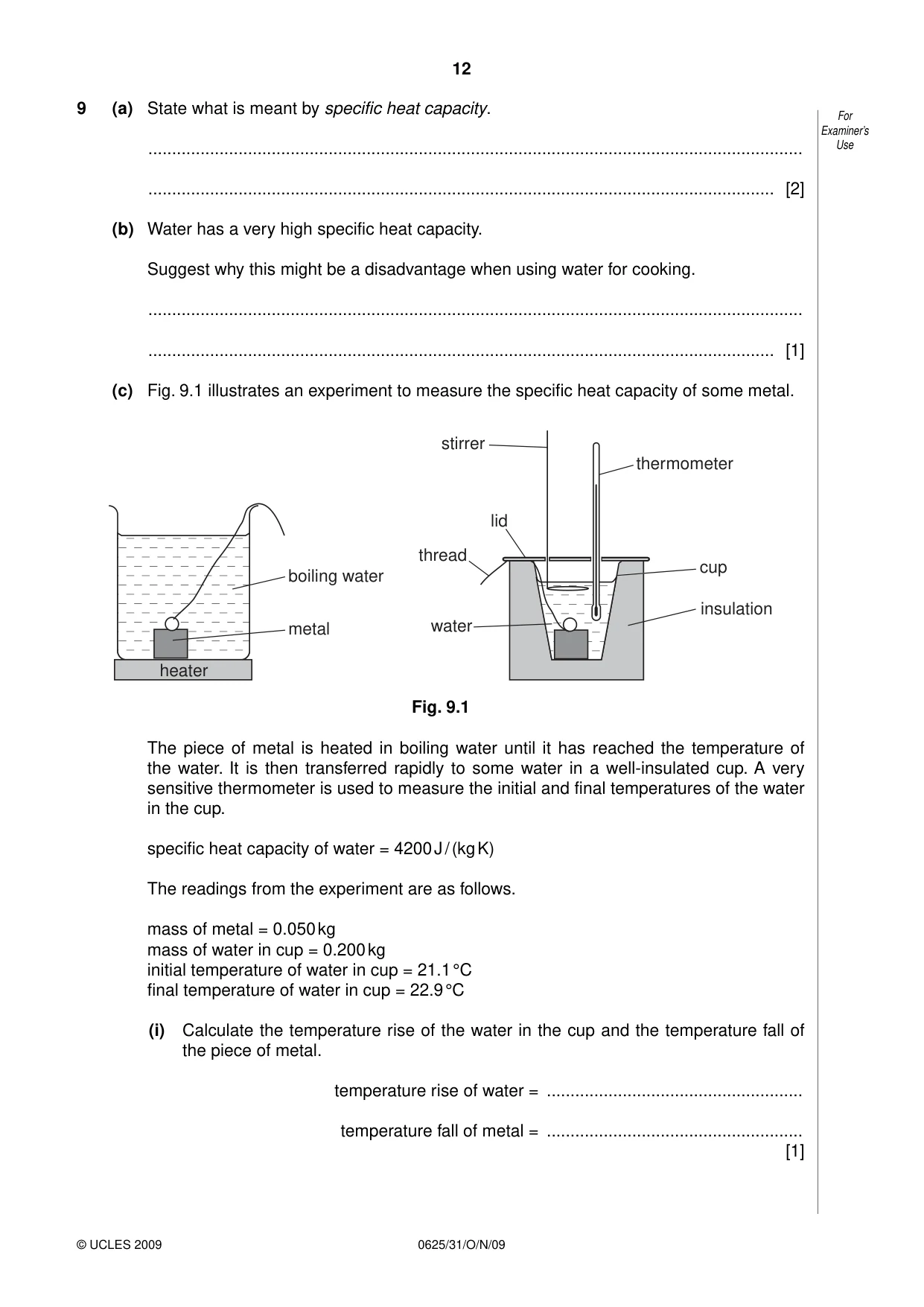 Cambridge IGCSE Physics 0625 2009 Oct/Nov Paper 3 · Variant 1 question paper, page 12 of 16