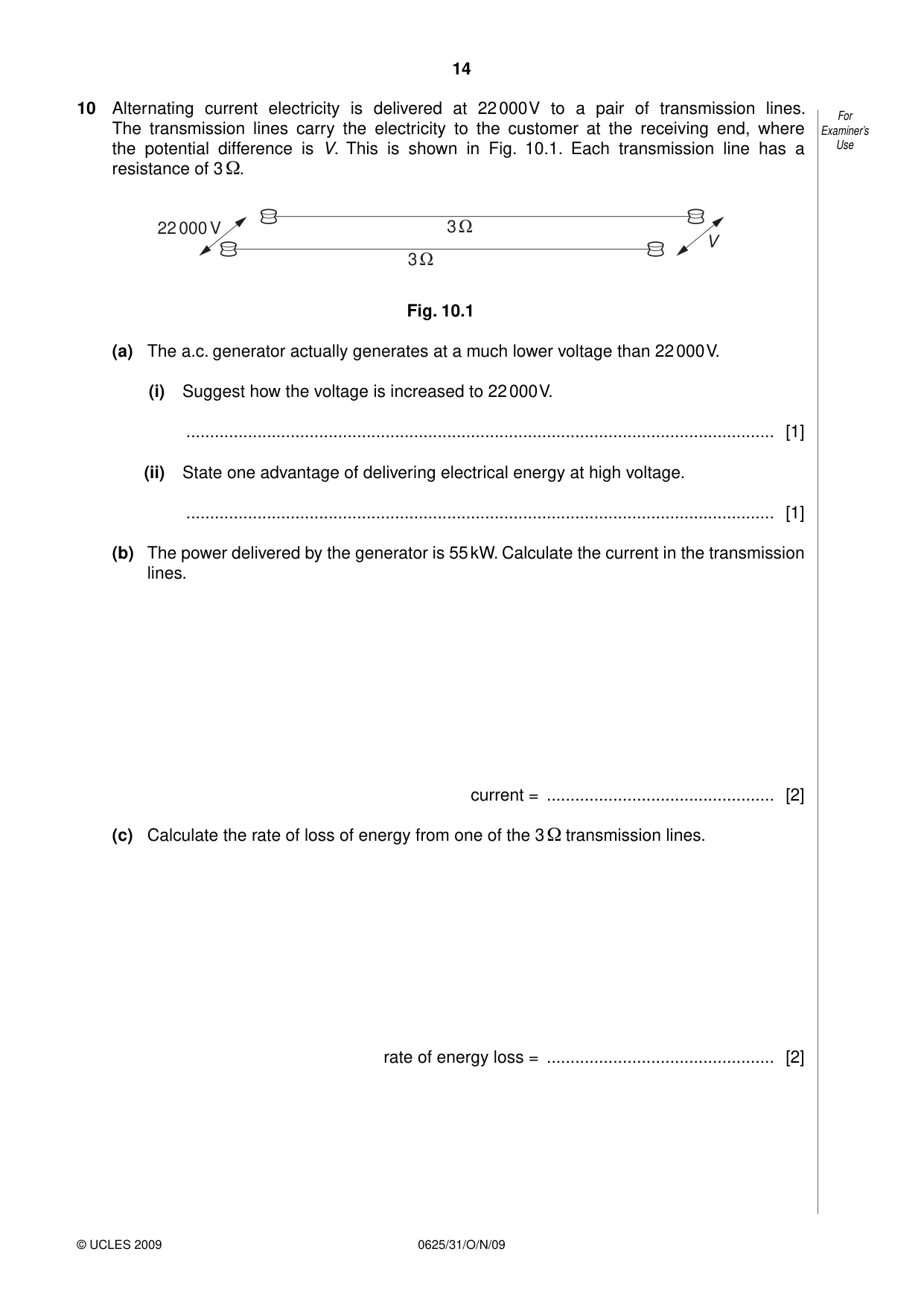Cambridge IGCSE Physics 0625 2009 Oct/Nov Paper 3 · Variant 1 question paper, page 14 of 16