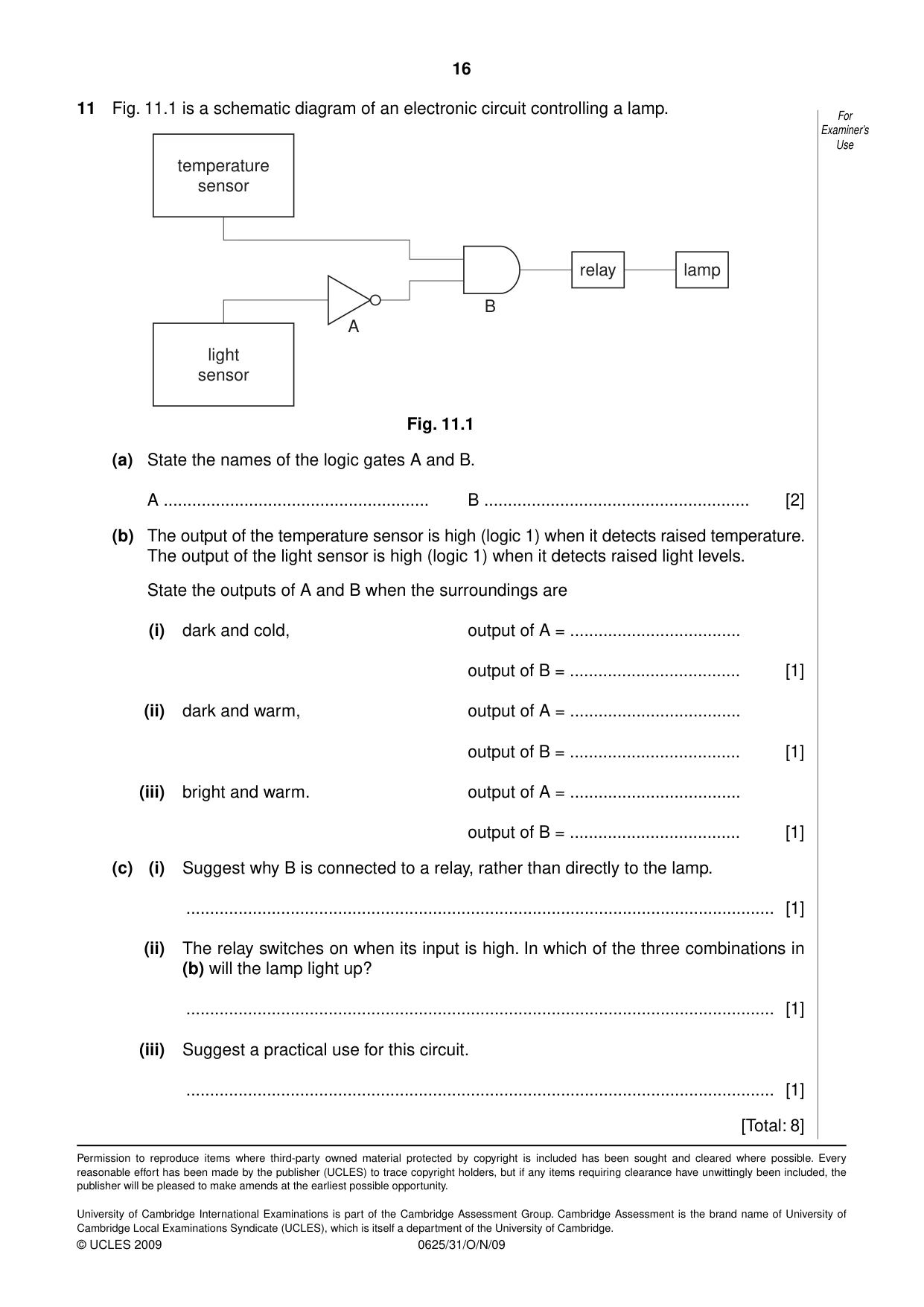 Cambridge IGCSE Physics 0625 2009 Oct/Nov Paper 3 · Variant 1 question paper, page 16 of 16